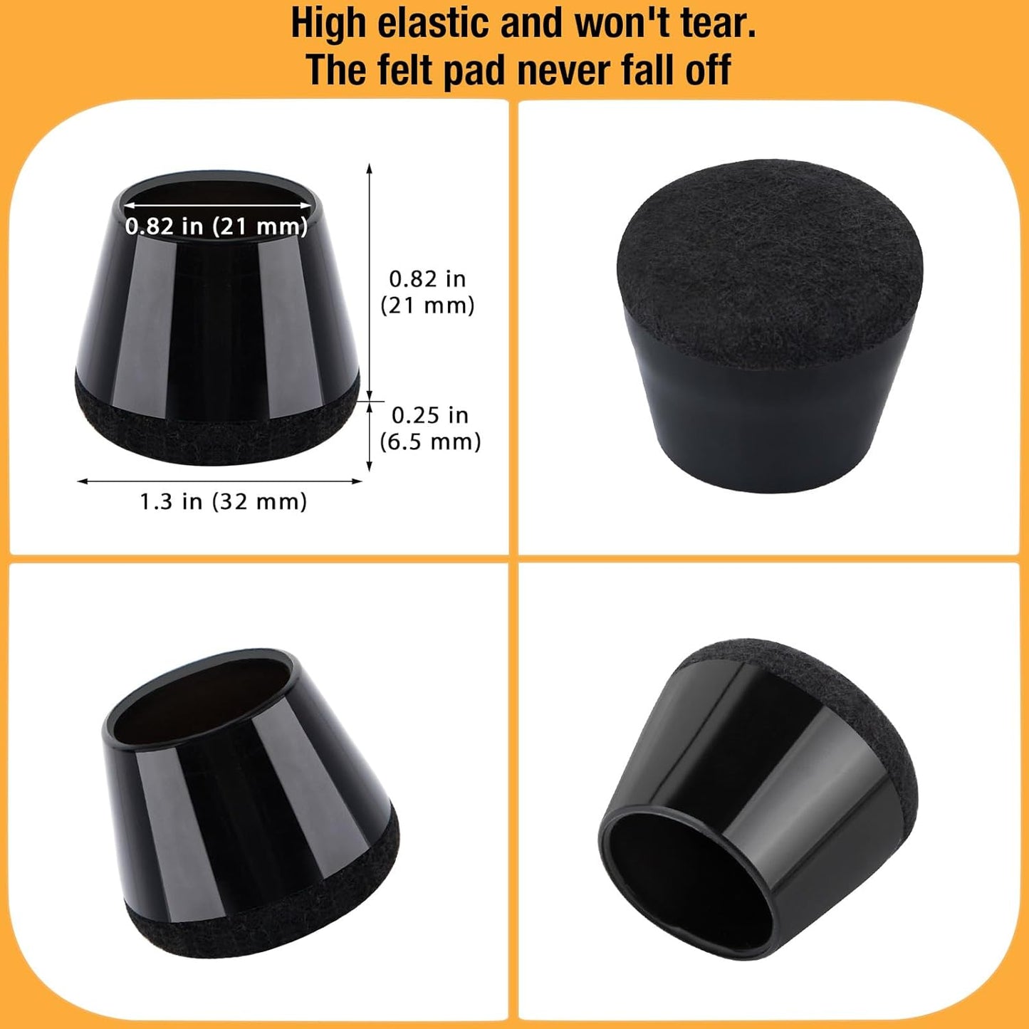 16 Pcs New Chair Leg Protectors for Hardwood Floors, Silicone Chair Leg Floor Protectors, Floor Protectors for Chairs, Chair Leg Caps Protect Wooden Floors from Scratching, Won't Tear