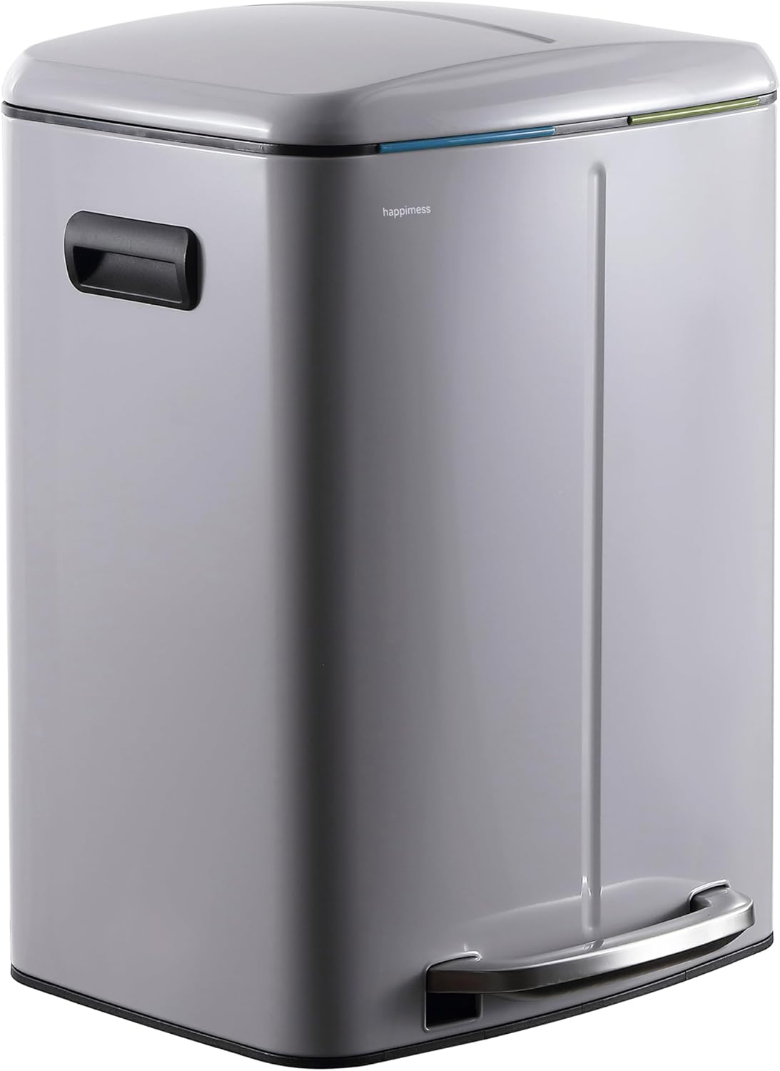 happimess HPM1005I Marco Rectangular 10.6-Gallon Double Bucket Trash Can with Soft-Close Lid, Fog Gray, Fingerprint Resistant, Modern, Minimalistic for Home, Kitchen, Office, Bedroom, Bathroom