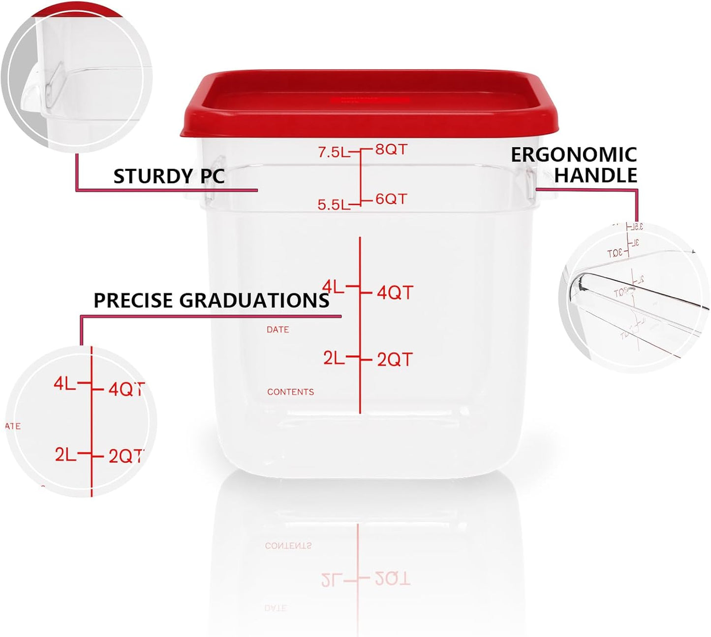 4 Pack 8 Quart Square Clear Food Storage Containers with Lids Cereal Containers Storage Airtight Food Storage Containers for Restaurant Kitchen Home