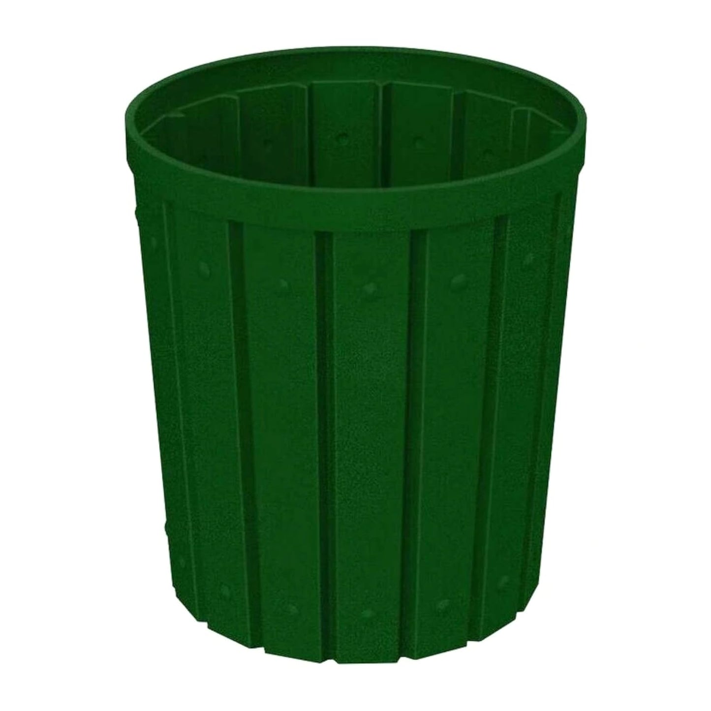 42 Gallon Slatted Circle 100% Recycled Plastic Commercial Outdoor and Indoor Trash Can with Push Open Dome Lid and Internal Liner | Great for Schools and Businesses - Green Granite