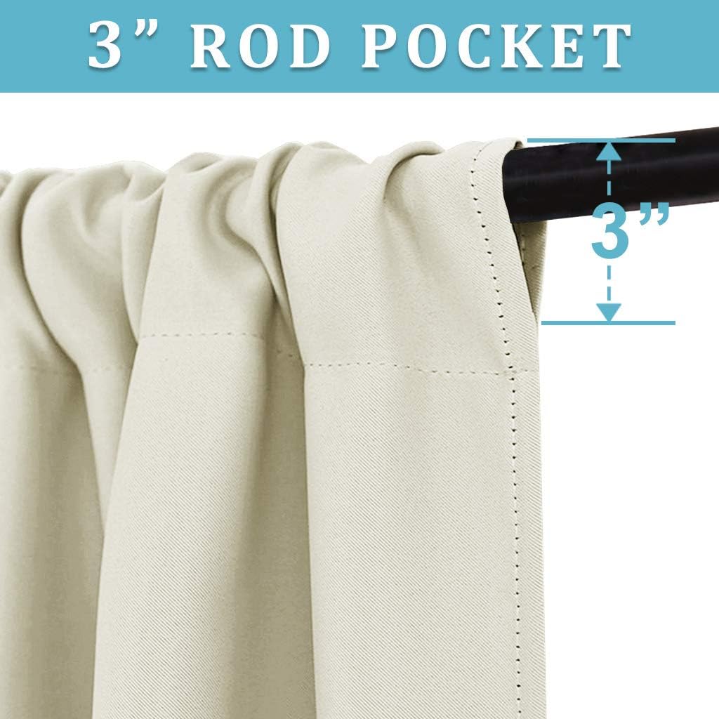 RYB HOME Blackout Curtains for Living Room, Large Window Shades for Bay Window Dining Parlor Bedroom Patio Door, Wide 62 x Long 72 inches, Beige, 2 Panels