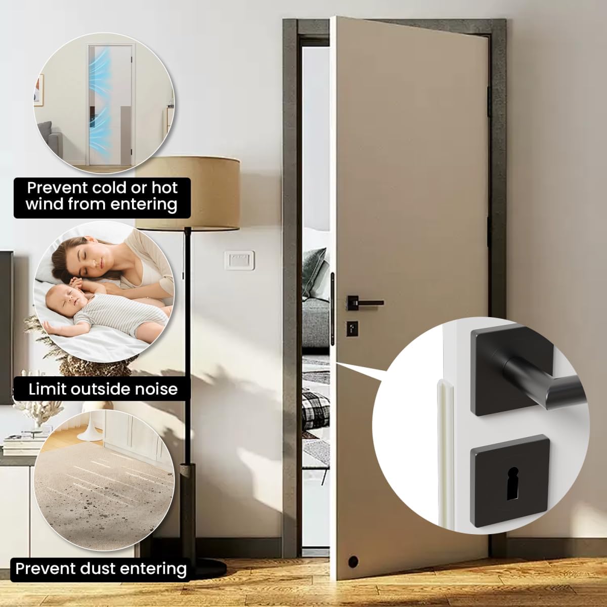 V Shape Foam Weather Stripping Door Frame Seal Strip 19.7FT White, Draft Stopper, Insulation Winter, Weatherstripping, Gap Sealing, Soundproofing, Self-Adhesive Used for Exterior Front Door Side