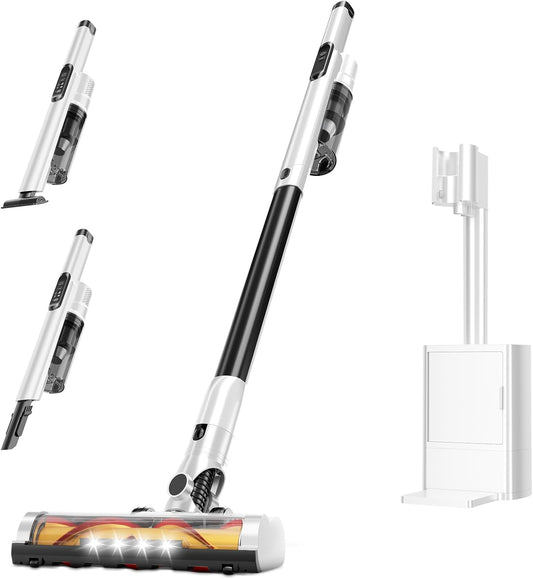 Self Clean and Empty Cordless Vacuum Cleaner with 2.5L Dust Base, Powerful Suction Handheld Vacuum, Auto Empty System, HEPA Filtration, Stick Vacuum for Pet Hair, Hardwood and Carpet, Black