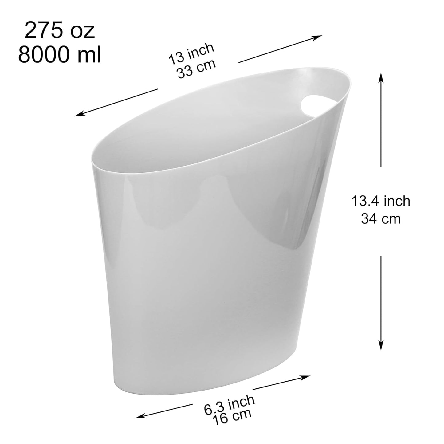 Youngever 2 Gallon Slim Trash Can, Plastic Garbage Container Bin, Small Trash Bin with Handles for Home Office, Living Room, Study Room, Kitchen, Bathroom (2 Pack) (Grey)