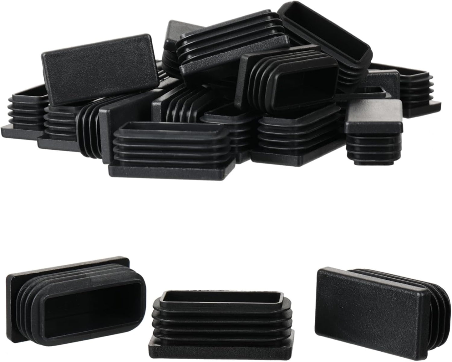 Furnigear Plastic Plugs Tubing End Cap Chair End Caps Outside Bottom Tubing Caps Rectangle Furniture Sliders Glides Black (24, Fit 1.37-1.5 x 0.78-0.9" Rectangle Tube Inner Size)