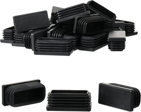 Furnigear Plastic Plugs Tubing End Cap Chair End Caps Outside Bottom Tubing Caps Round Square Rectangle Furniture Sliders Glides Black (24, Fit 1.8-1.94" x 0.82-0.94" Rectangle Tube Inner Size)