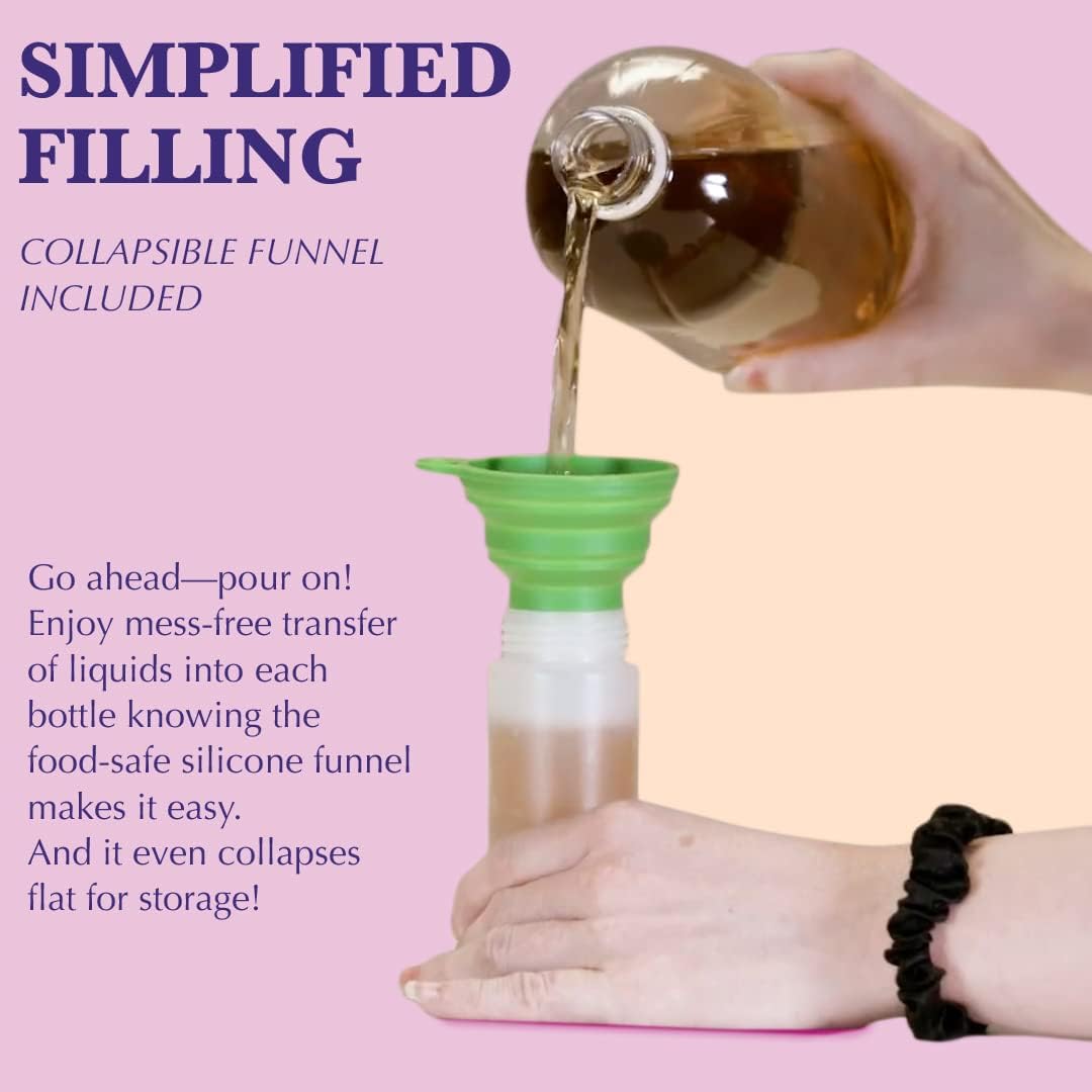 6-Pack Condiment Squeeze Bottles for Sauces - Includes Funnel, Erasable Marker & Reusable Labels, Perfect for Salad Dressings, Liquids, and Ketchup, Durable Plastic 4 oz Bottles