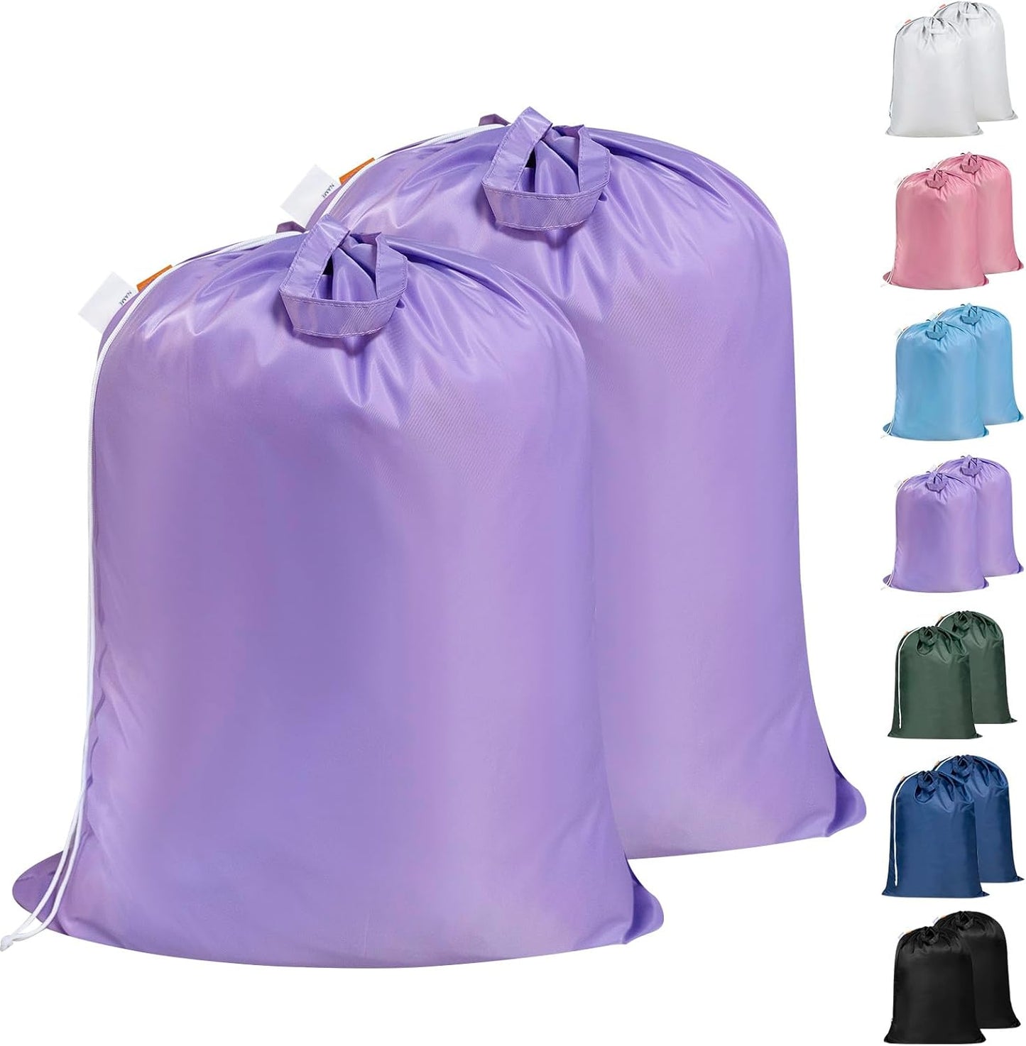 Polecasa Heavy Duty Large Laundry Bag with 130gsm Tear Resistant Fabric and Handles, Easy to Carry Durable Dirty Clothes Drawstring Bag, Perfect for College Dorm, Travel, 2 Pack 28”x36”,Purple