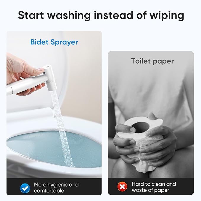 Arofa Bright White Bidet Sprayer for Toilet, Handheld Jet Sprayer Adjustable Water Pressure Muslim Shower with Bidet Hose, Bidets Faucet for Existing Toilets Cloth Diaper Spray for Baby/Feminine Wash