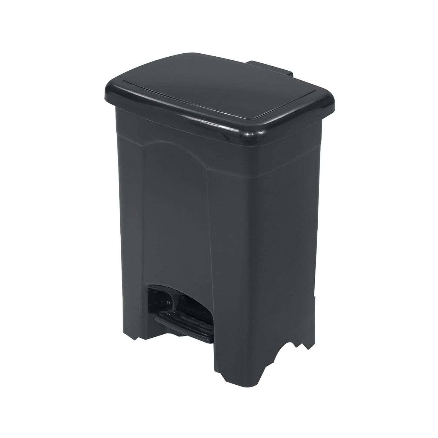 Safco Step On Plastic Trash Can with Foot Pedal, 4 Gallon Garbage Can for Kitchen, Bedroom, Office, Hands Free, Black