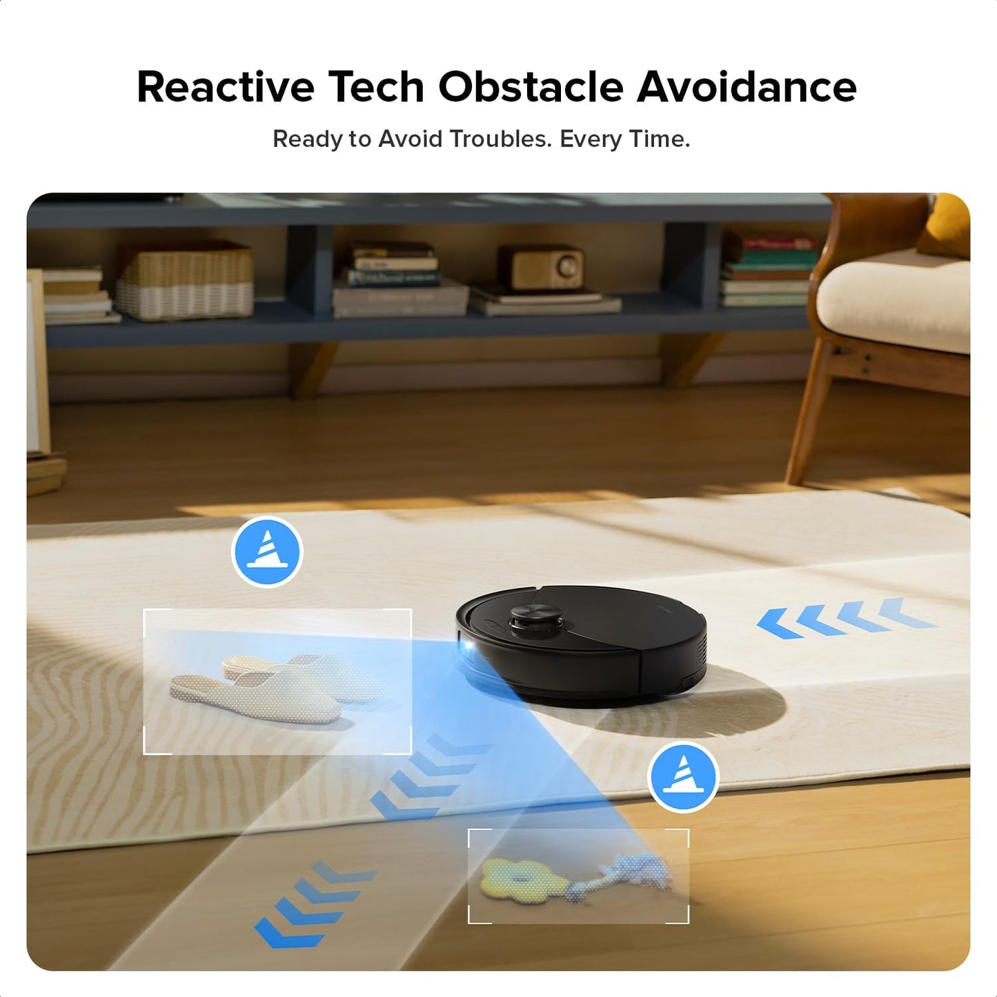 roborock Q10 S5 Robot Vacuum and Mop Cleaner, 10000Pa HyperForce Suction, Dual Anti-Tangle System, Auto-Lifting Mop, ReactiveTech Obstacle Avoidance, App Control, for Pet Hair and Carpet, Black