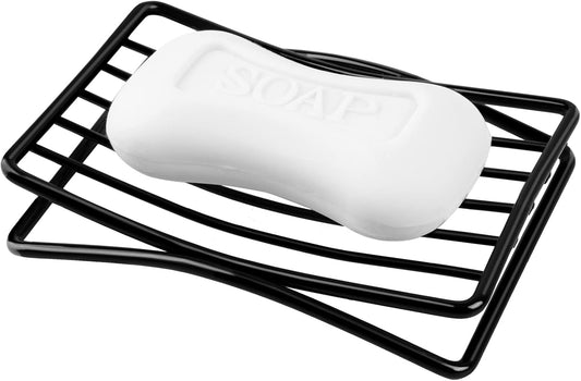 Soap Dish Bar Soap Holder for Shower Bathroom, Stainless Steel Self-draining Sponge Holder for Kitchen Sink Bathtub, Easy Cleaning Quick Dry, Black