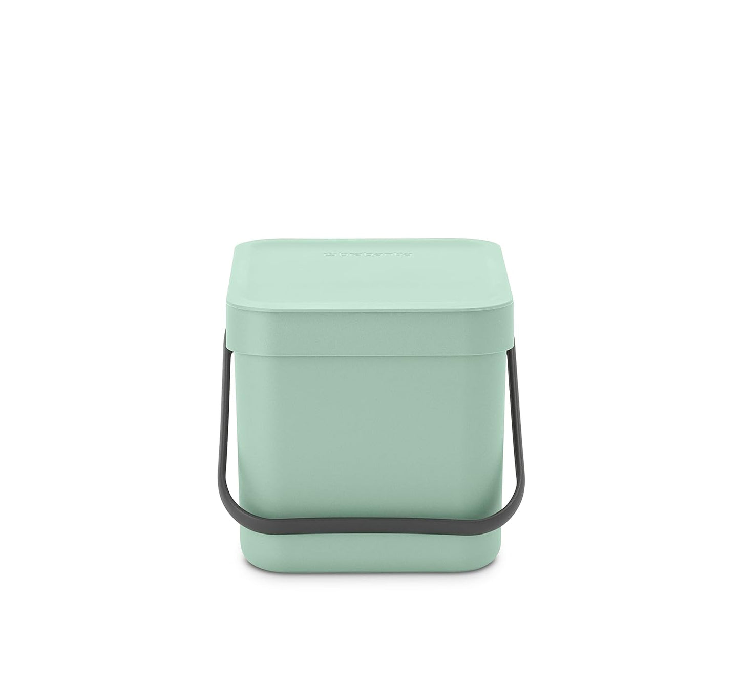 Brabantia Sort & Go Food Trash Can (1.6 Gal/Jade Green) Small Countertop Kitchen Compost Caddy with Handle & Removable Lid, Easy Clean, Fixtures Included for Wall/Cupboard Mounting