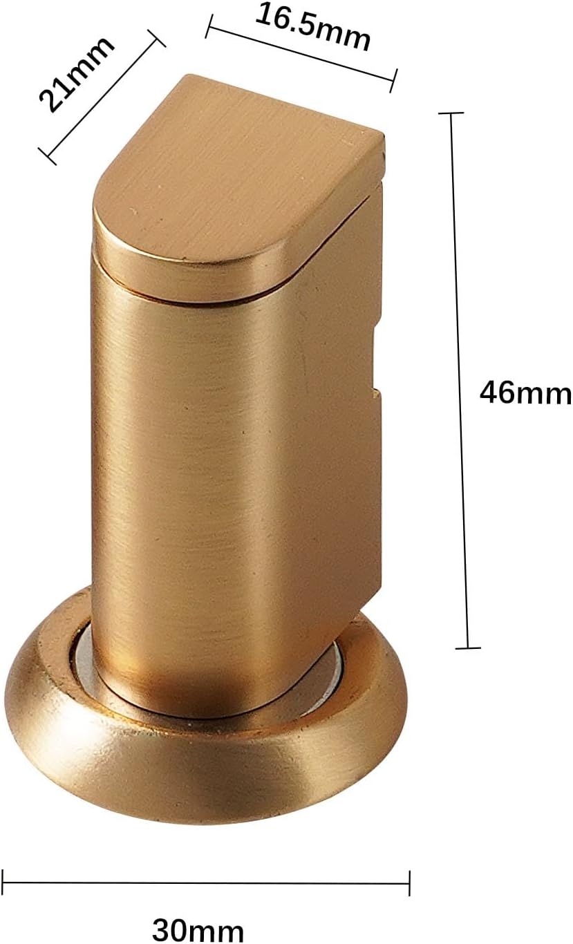 Windproof Magnetic Door Stoppers, 0-0.78" Stroke Mechanical Doorstop, No-Hole Flooring Door Suction with 3M Strong Adhesive and Screws, Gold, 1 Pack