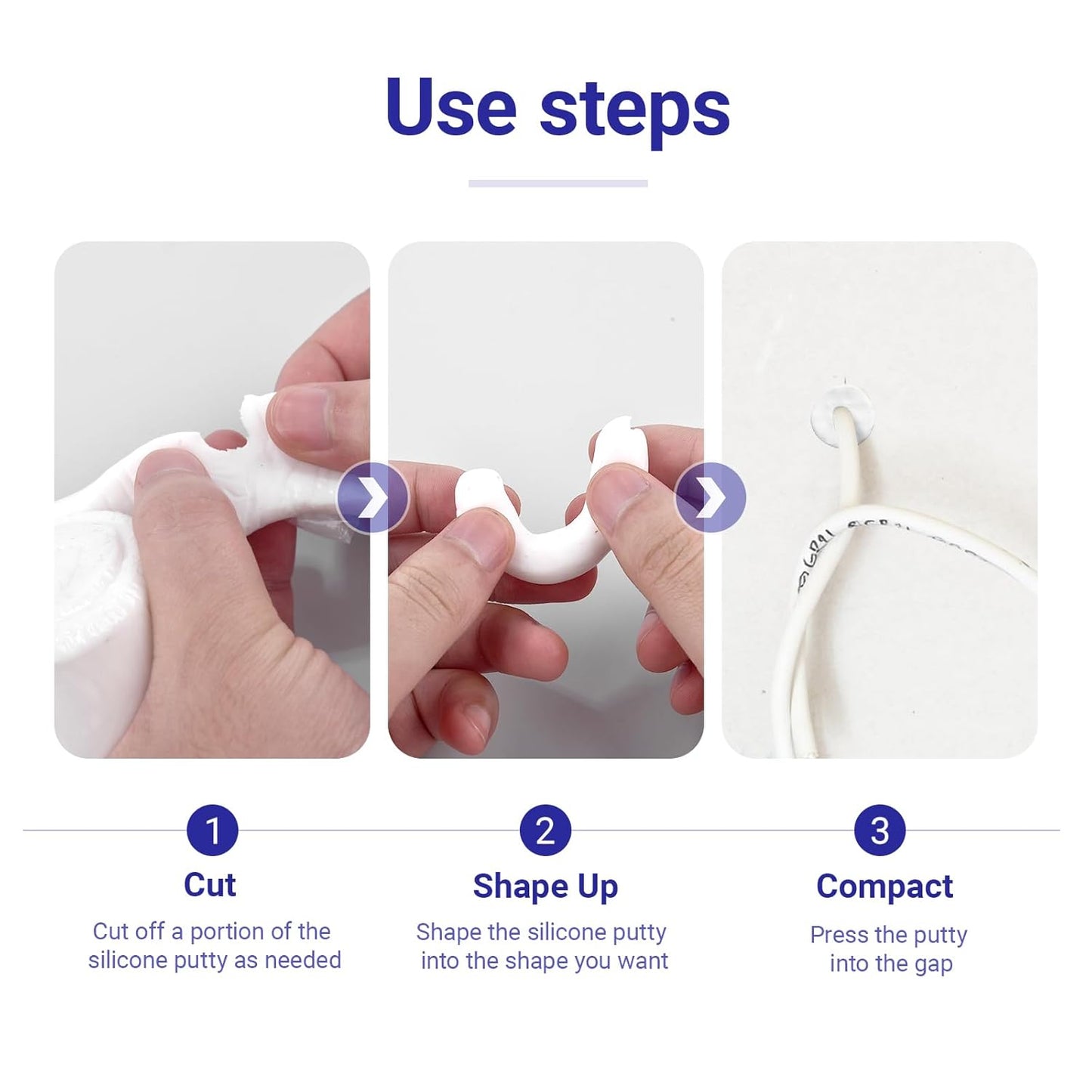 Moldable Silicone Putty, Waterproof, Stay Pliable,Good Plasticity for Repair and Fill Various Gaps in Bathrooms, Fountains, Water Pipes, Walls (White)