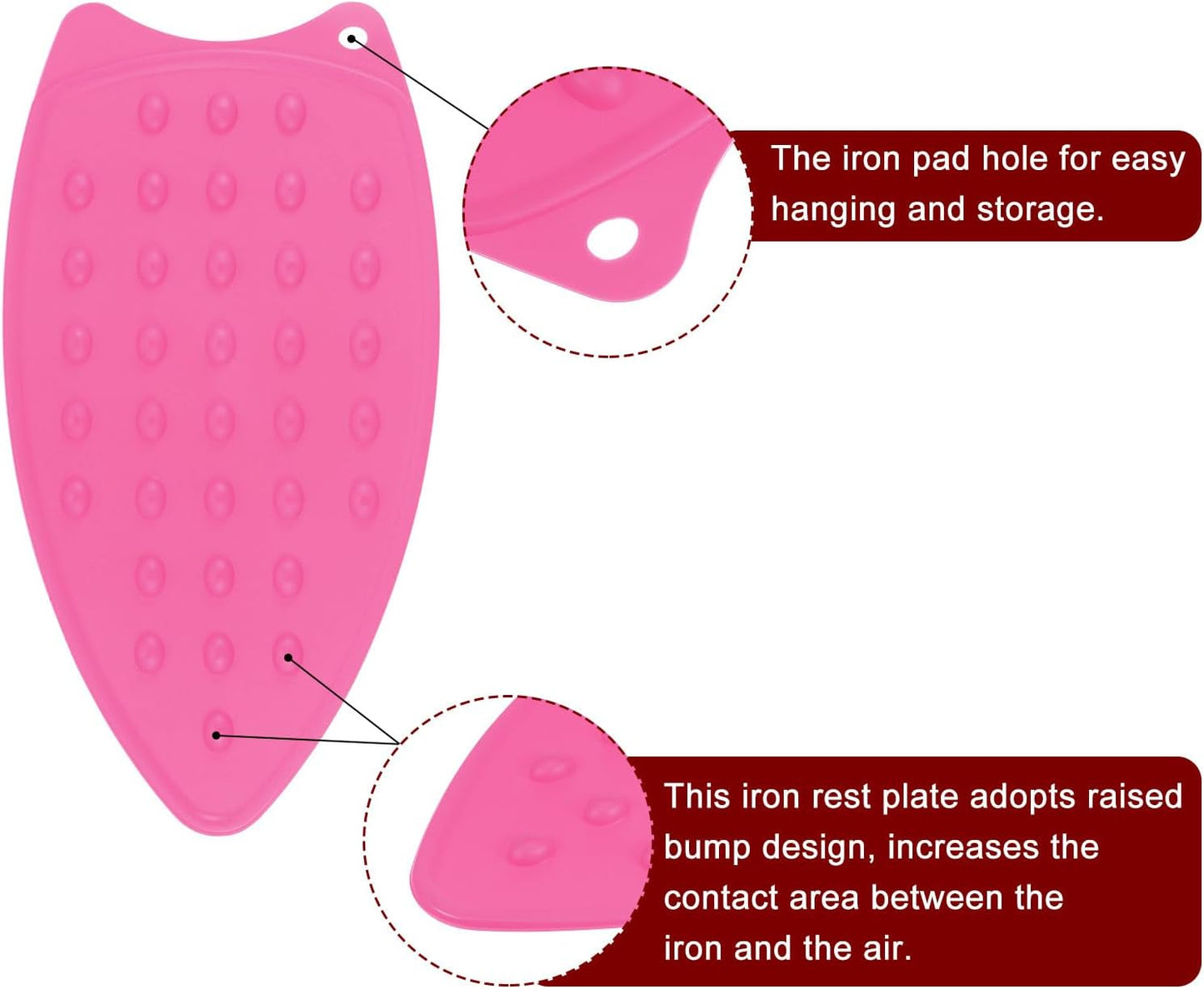 HARFINGTON 2pcs Silicone Iron Rest Pad, Multipurpose Iron Hot Resistant Mat Iron Rest Plate for Ironing Board Hot Heat Resistant Steam Compact Mat, Fuchsia/Turquoise