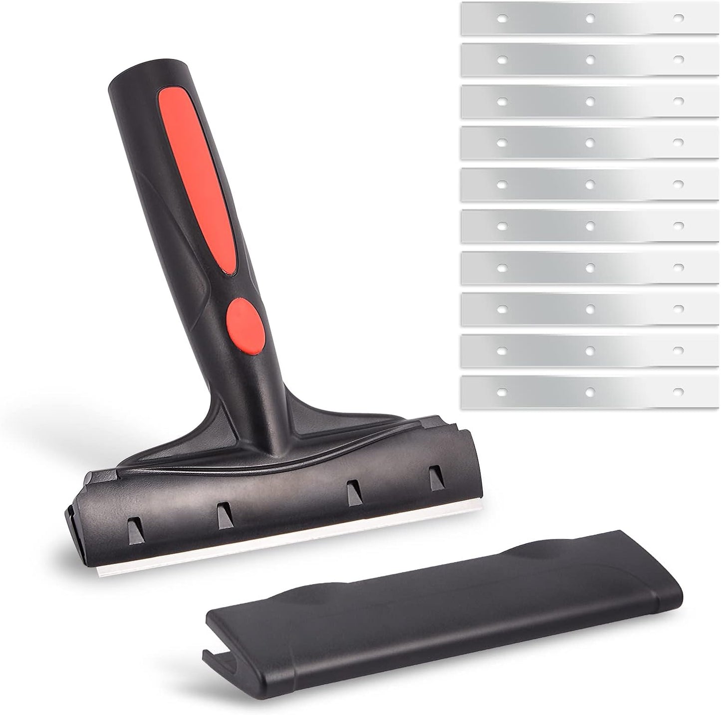 EHDIS Razor Blade Scraper, 6" Scraper Adhesive Remover Tool with 10 Double-Edge Blades for Cleaning Paint, Caulk, Adhesive, Label, Decal, Sticker from Window, Glass, Tile, Floor, Stove Top