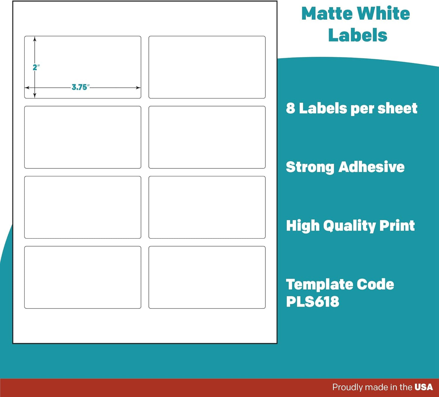 Premium Label Supply White Sticker Mailing Labels – 3.75" x 2" – Laser/Inkjet Compatible – (8 per Sheet), 25 Sheets – 200 Total Adhesive Labels
