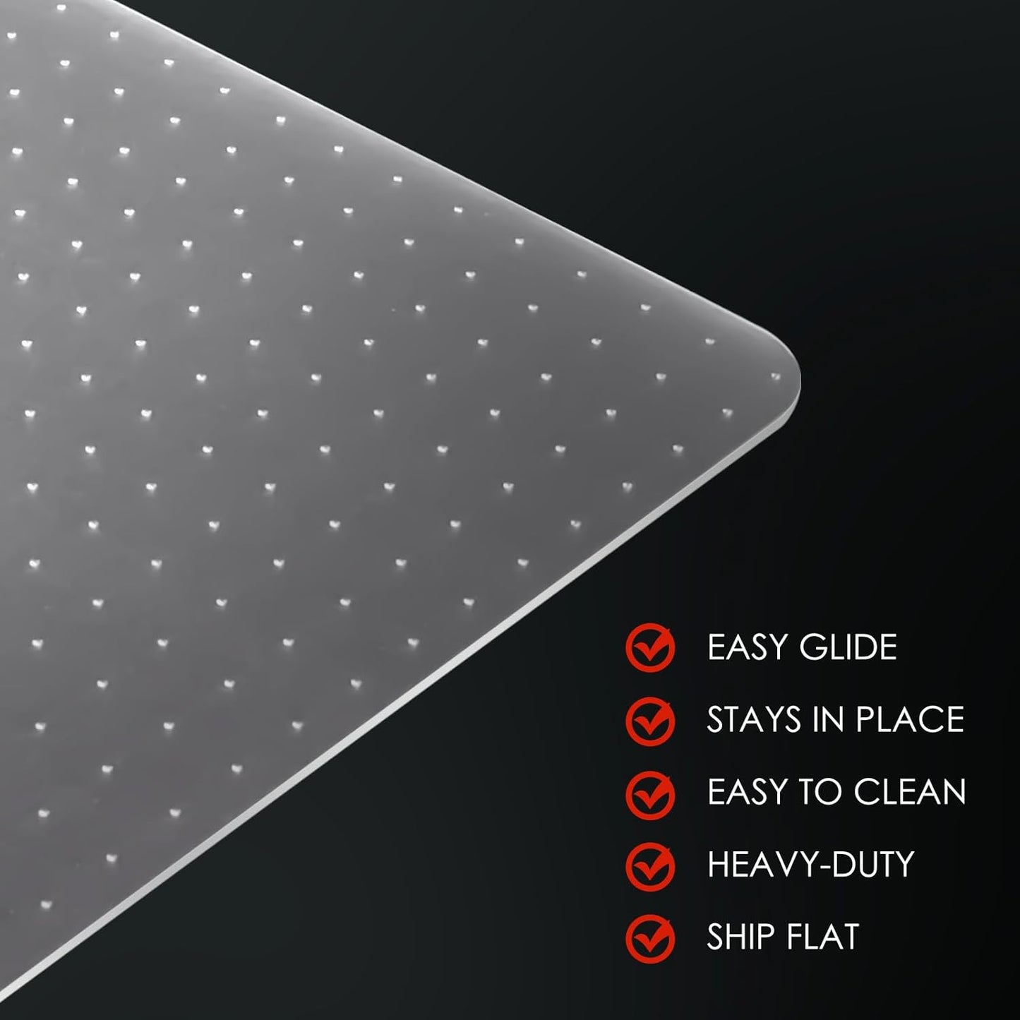 Kuyal Office Chair Mat for Carpet, 46x60 Clear Heavy Duty Computer Chair Mat, Under Desk Protector Carpeted Floors Mat, Easy Chair Movement,Ship Flat