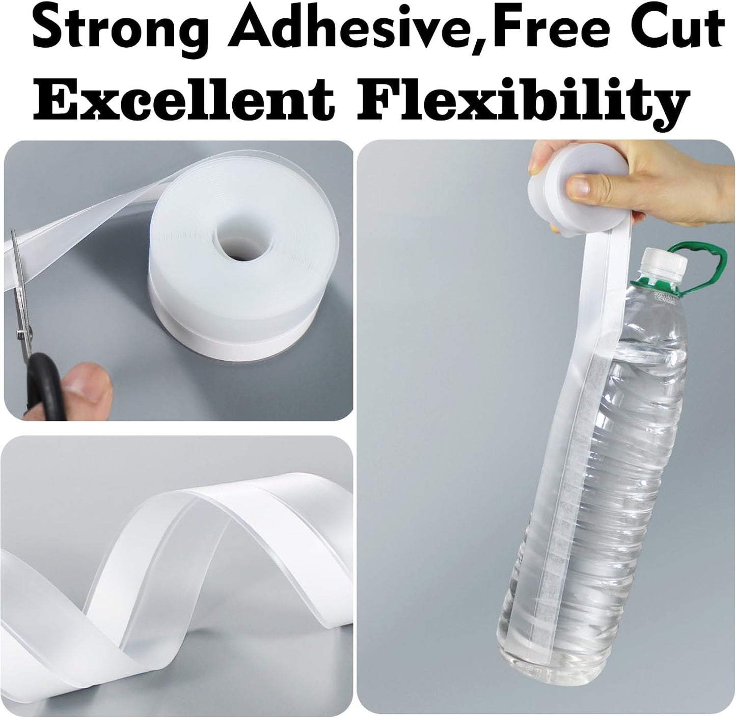 Silicone Seal Weather Stripping Tape 16.5 Feet Strip Bottom Draft Insulation Stopper Tape Weatherproof Soundproof for Door or Window Bathroom Shower Glass Gaps（45mm*5m）