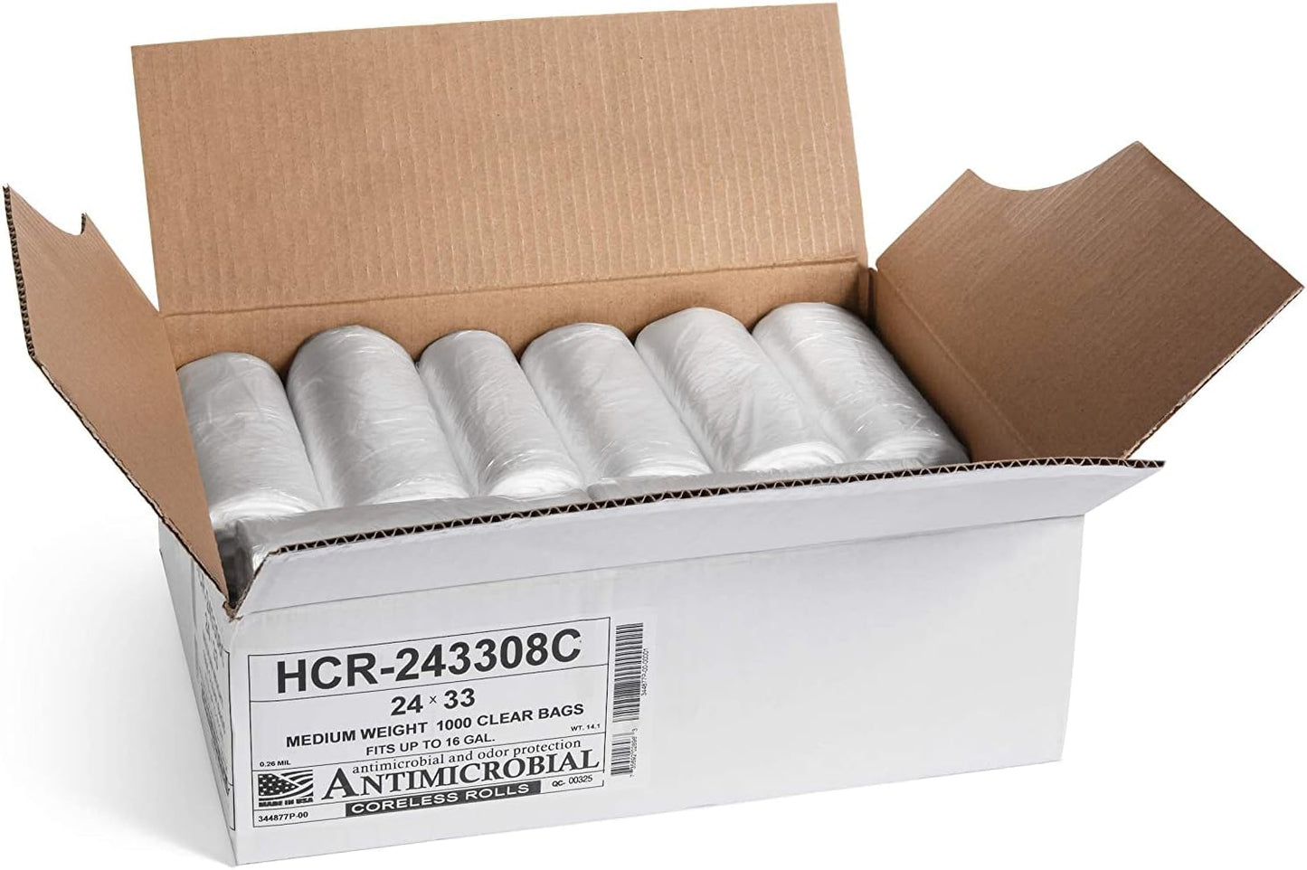 Aluf Plastics - 12-16 Gallon Clear Trash Bags - 24" x 33"- 8 Micron Equivalent High Density Value Garbage Bags for Bathroom, Office, Industrial, Commercial - (1 Pallet of 100 Cases, 10000 Bags Total)