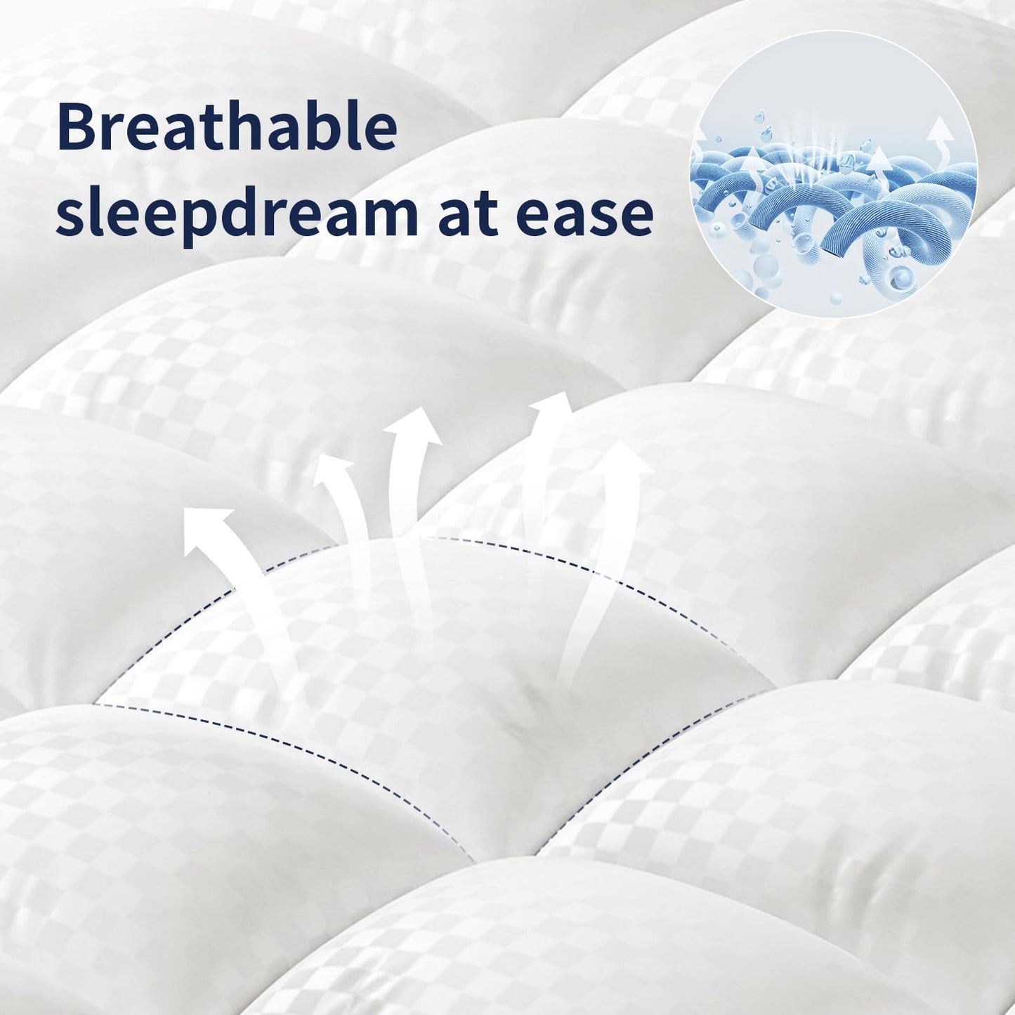 Extra Thick Queen Mattress Topper Pillowtop Mattress Pad Cover Cooling and Plush with 8-21 Inch Deep Pocket 3D Snow Down Alternative Fill