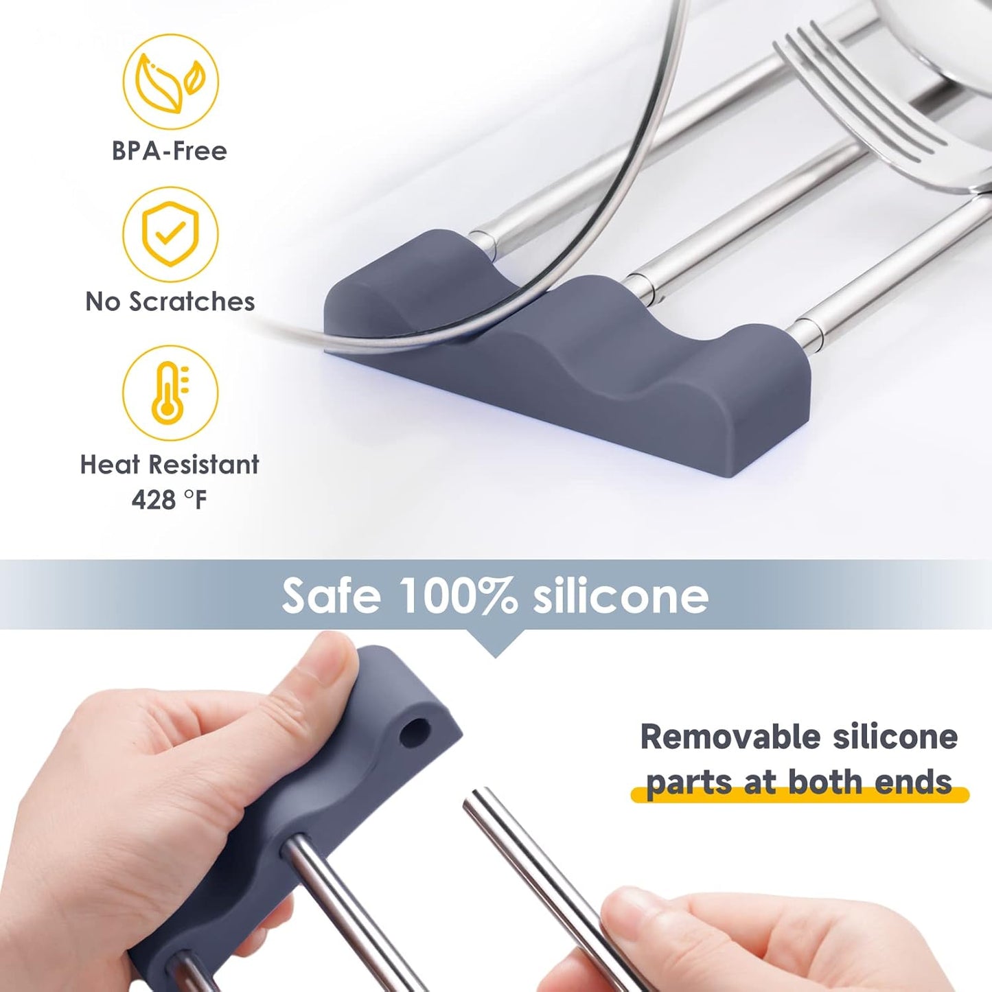 Tomorotec Adjustable Over-The-Sink Kitchen Rack for Dishcloths, Sponges, Bottles and Brushes - Heat-Resistant Stainless Steel with Slim, Expandable Design and Multifunctional Silicone Holder