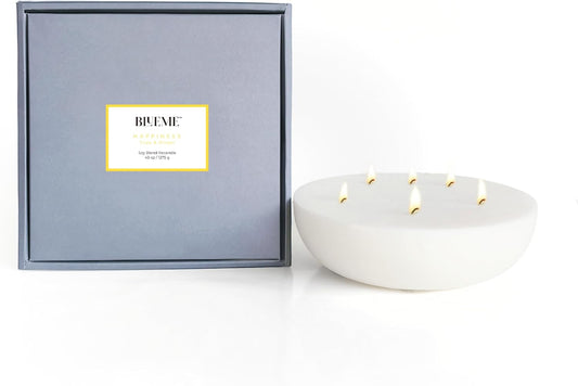 New BLUEME Wellness Candle Wax Refill, Contains Essential Oil, Sustainable, Hand Finished, Hand Poured, Premium, Luxury Ceramic, Natural Cotton Wick (45oz, Yuzu & Ginger)