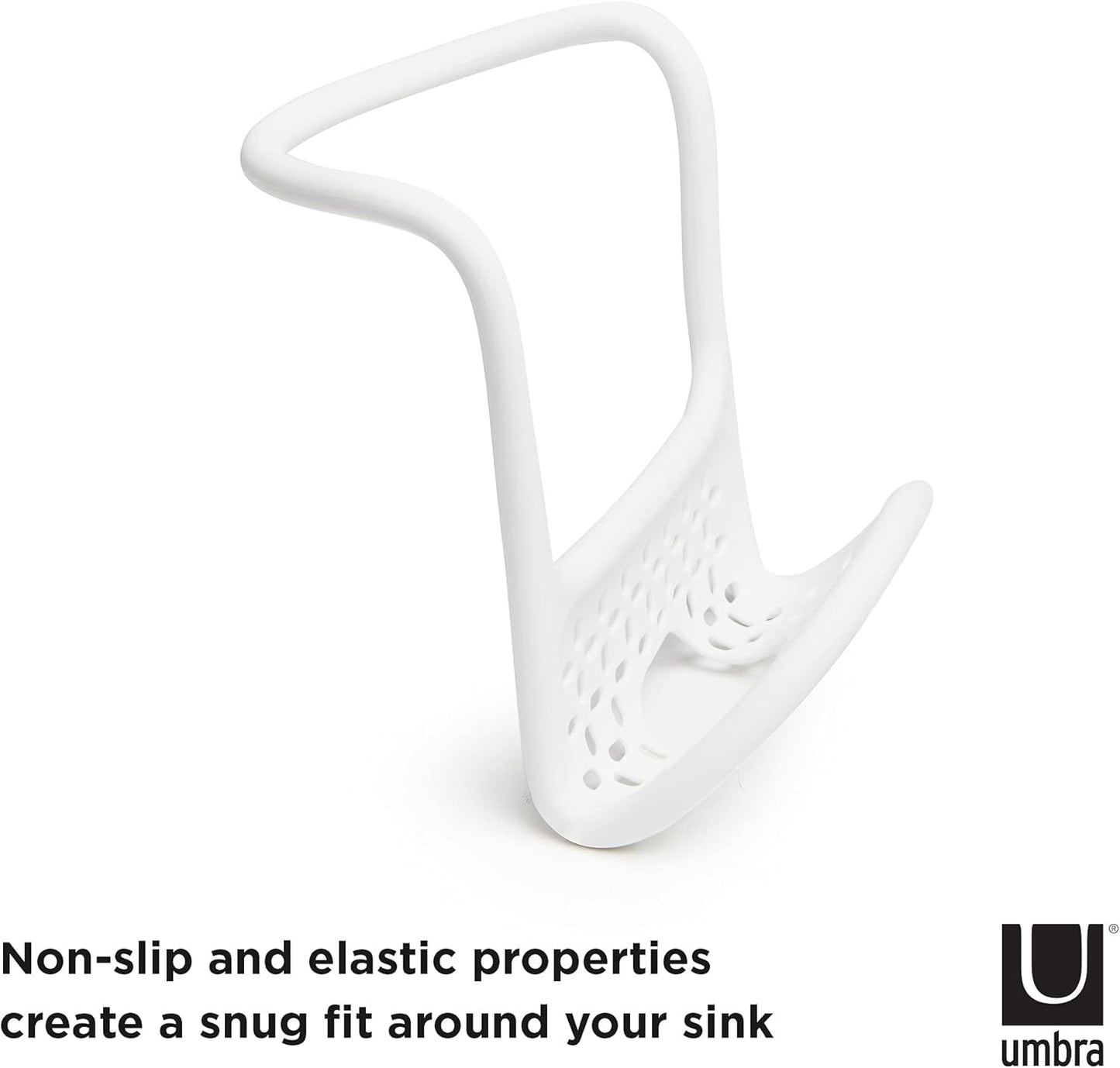 Umbra Sling Flexible Sink Caddy, Non-Slip – Holds Sponge, Scrubbing Brush or Dishrag, White
