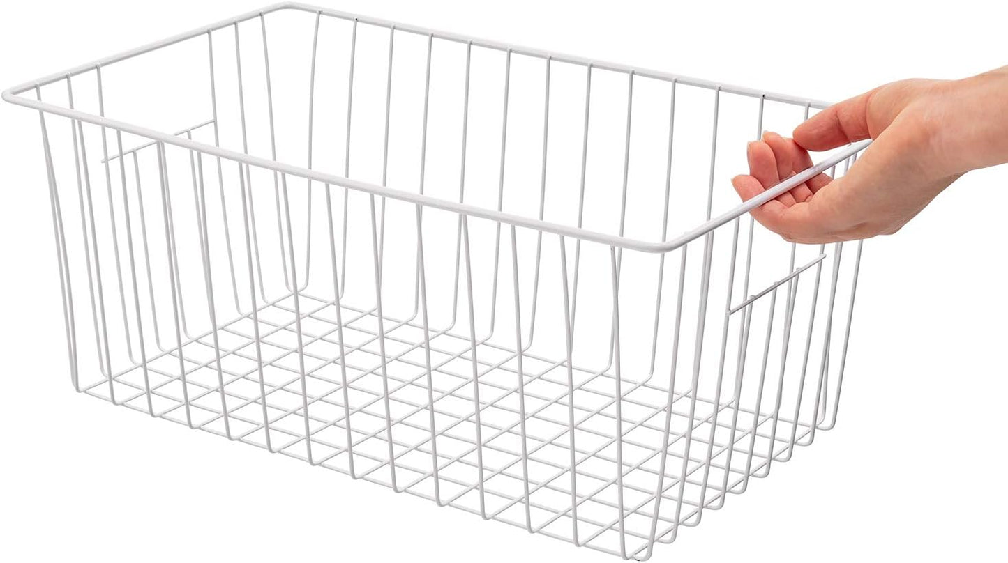 16inch Upright Freezer Organizer Baskets for 13-14,16-21 cu.ft Standup Freezer, Settle freezer chaos and reduce food waste effectively, Durable, Fully Use Space, Improve Air Circulate, White, 2pcs