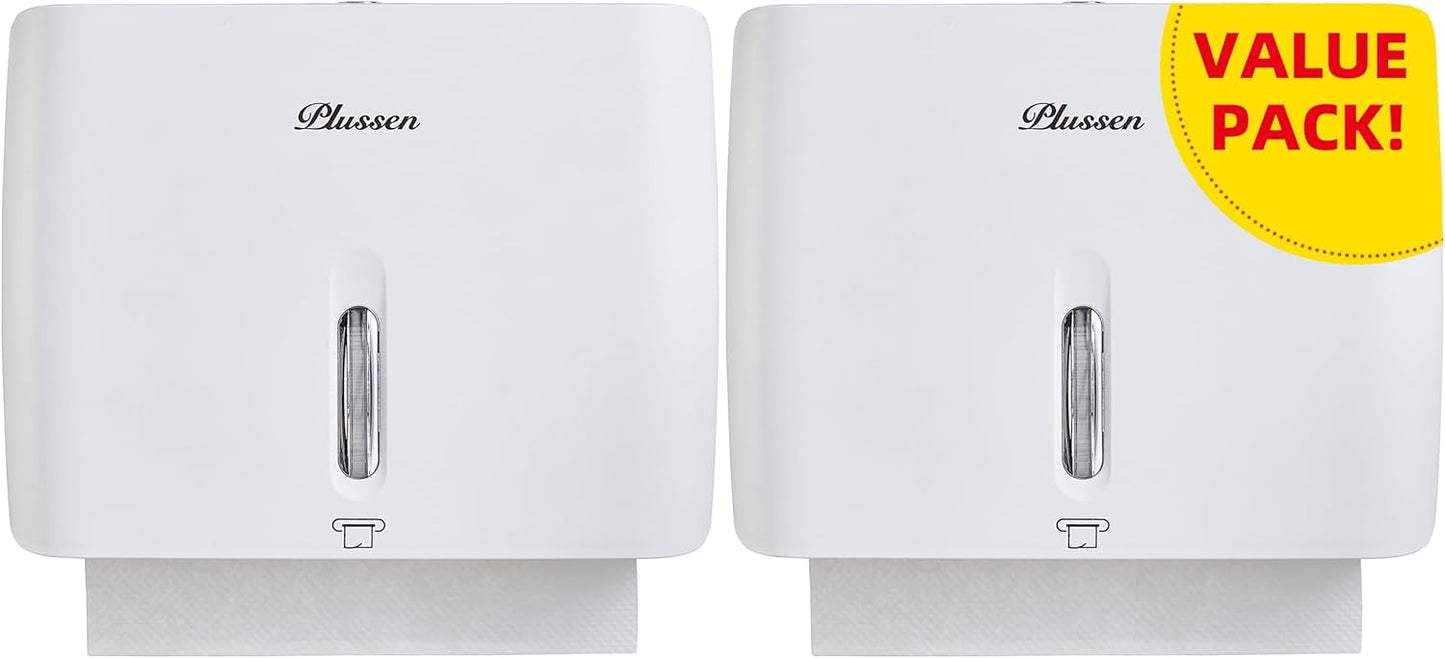 Commercial Paper Towel Dispenser Wall Mount with Key Pack of 2 Plastic 10⅞” Length X 8¼” Height X 3¾” Depth for Restroom
