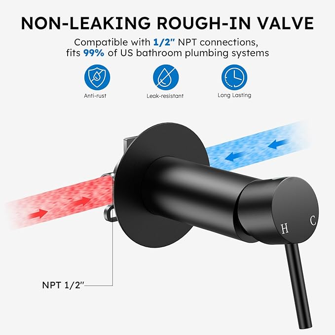 Arofa Built-in Hot and Cold Handheld Bidet Sprayer for Toilet, Black Warm Water Bidet with Adjustable Water Flow, Dual Control Mode Muslim Shower with Spray Hose for Feminine Wash, Wall Mounted