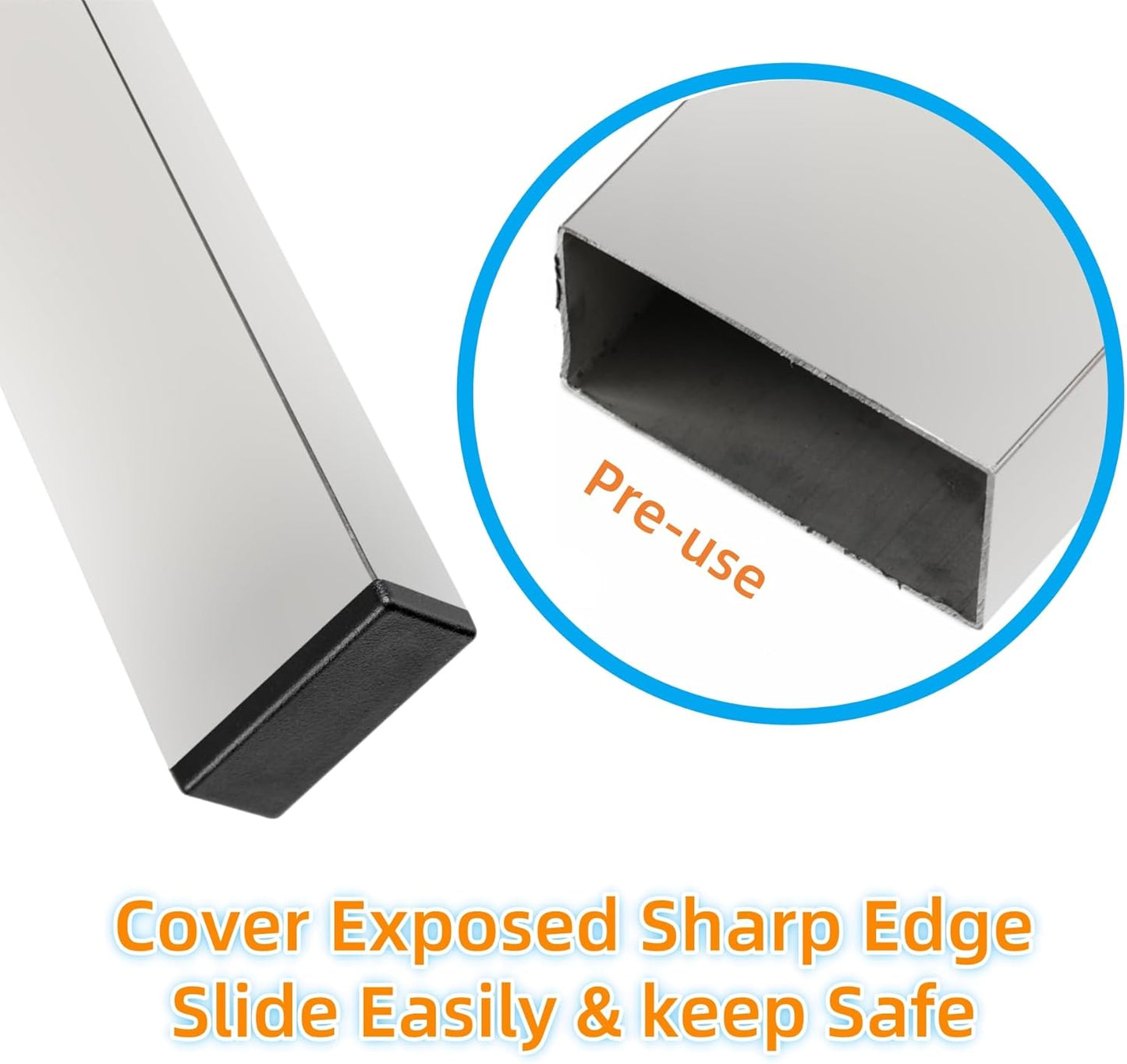 Furnigear Plastic Plugs Tubing End Cap Chair End Caps Outside Bottom Tubing Caps Round Square Rectangle Furniture Sliders Glides Black (24, Fit 1.8-1.94" x 0.82-0.94" Rectangle Tube Inner Size)