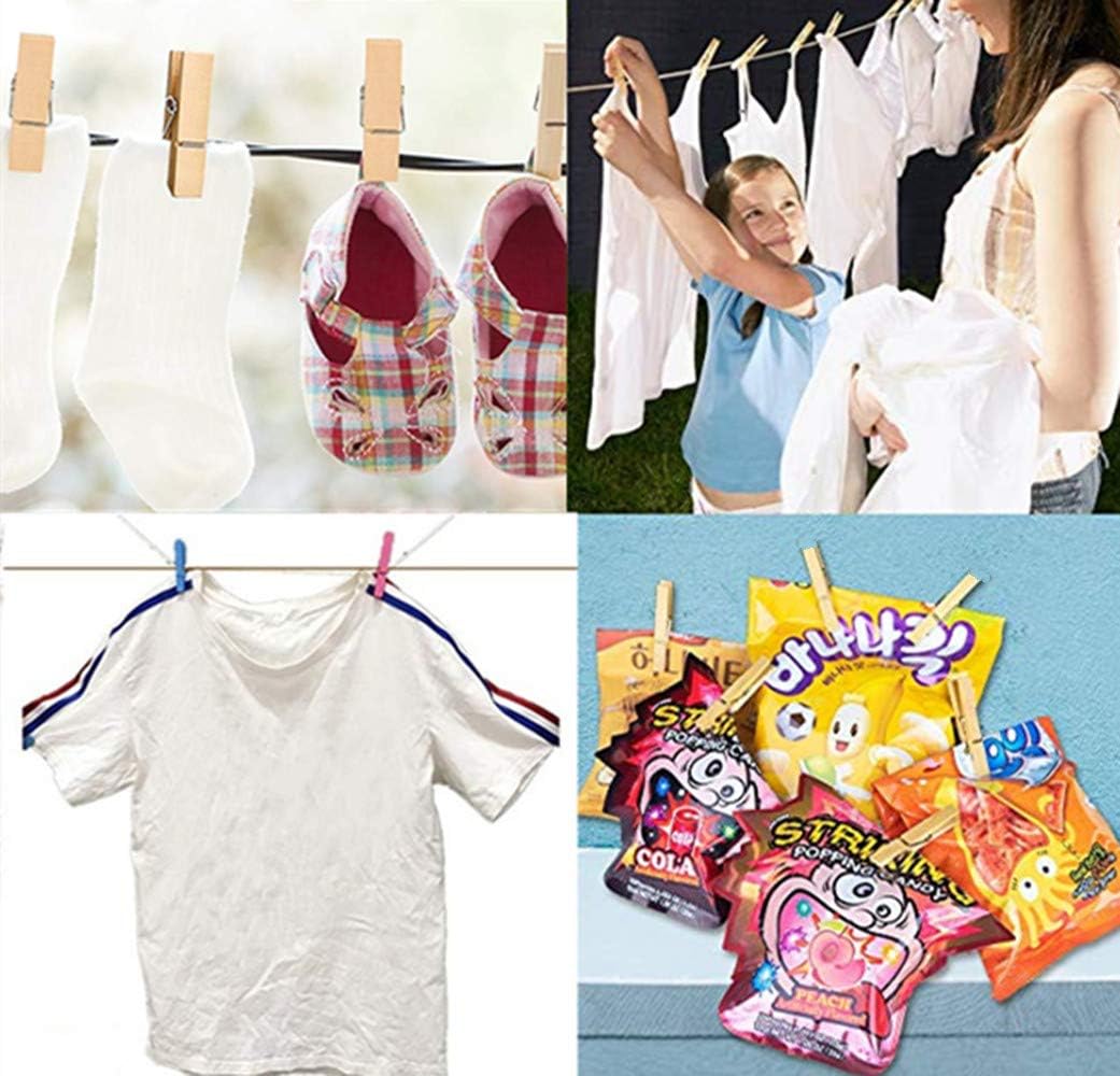 50PCS Small Wooden Clothespins for Pictures with Jute Twine Miniature Clothes Pins for Crafts Decor Drying Clothing Peg Natural Wood Shirt Clips