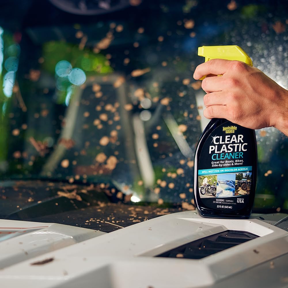 Invisible Glass 92084-2PK Clear Plastic Cleaner for Cars, Motorcycles, RVs, Boats, Helmet Visors, Golf Carts, Acrylic and Vinyl Windows, Streak-Free, Haze-Free, Removes Static, 22 Fl Oz, Pack of 2