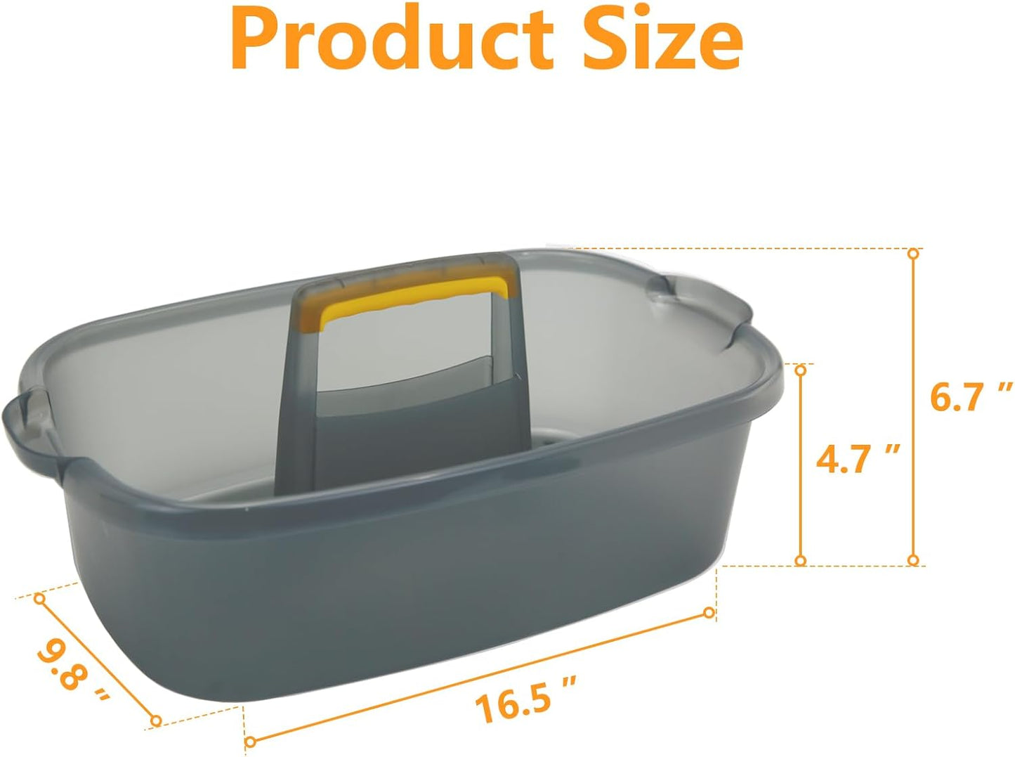 Cleaning Caddy Organizer with Handle, Storage Basket/Totes Portable for Bathroom Supplies, Cleaning Products, and Sink Tool.(Translucent Gray×2, 2 Pack)