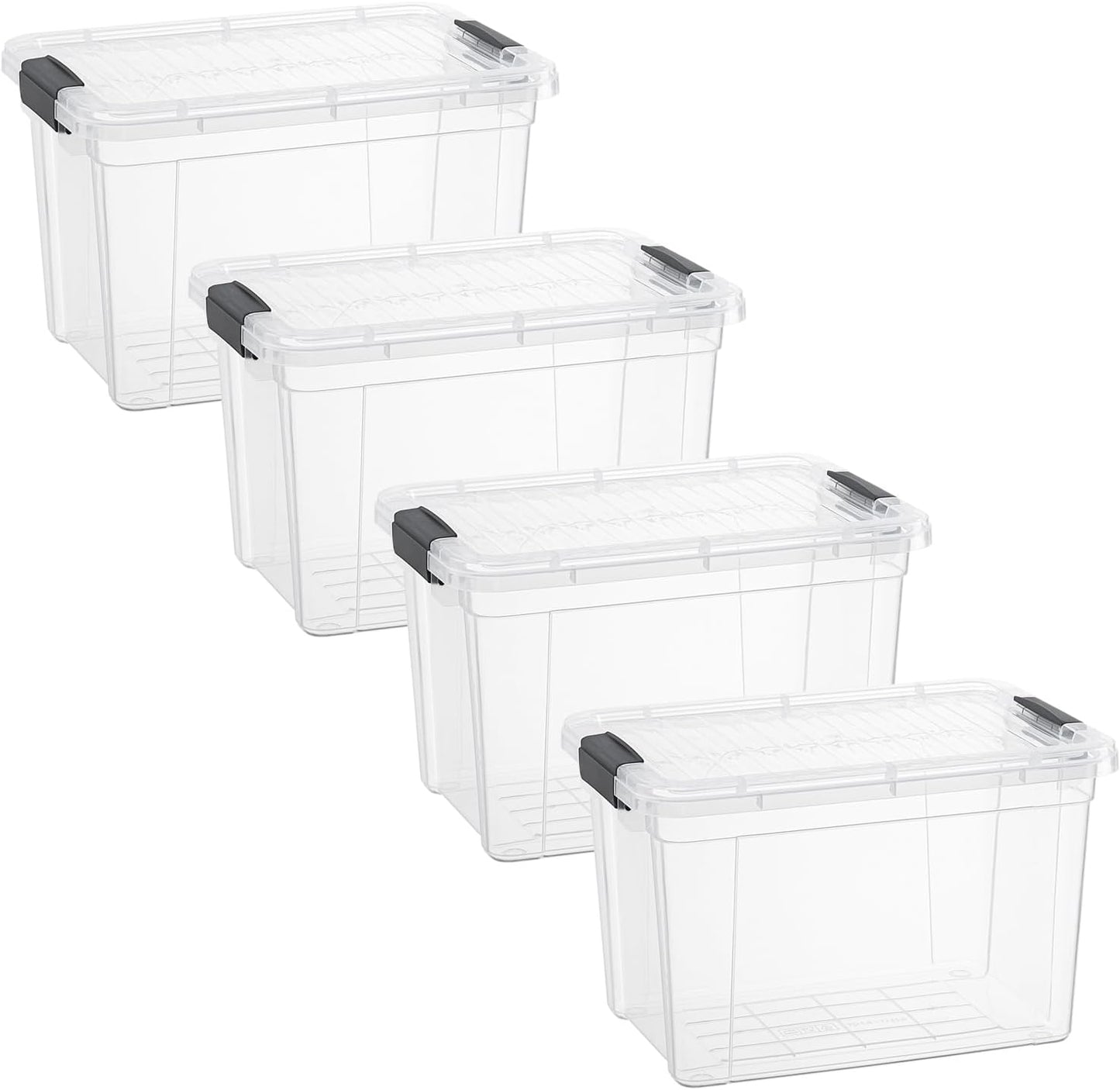 Superio Clear Storage Boxes with Lids, 8.75 Quart Plastic Container Bins for Organizing, Stackable Crates, BPA Free, Non Toxic, Odor Free, Organizers for Home, Office and Dorm, 4 Pack