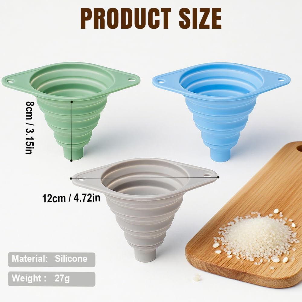 Kitchen Funnel Set, 2025 New Silicone Collapsible Funnel, Multi-Purpose Small Funnels for Kitchen Use, Portable Bottle Filling Funnels for Travel (6pcs)