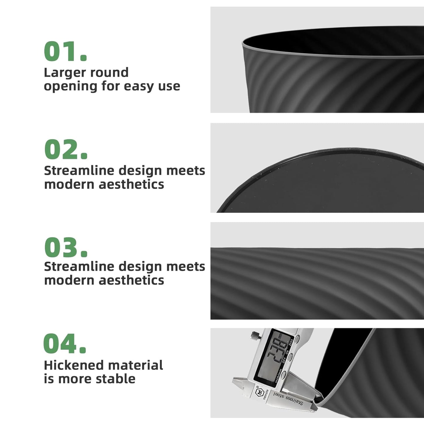 Small Trash Can 1.8 Gallons, Bathroom Trash Can & Garbage Can with 6 Trash Bags, Bedroom Trash Bin & Waste Basket for Office, Bedroom, Living Room, Kitchen, Compact Space (6-Black)