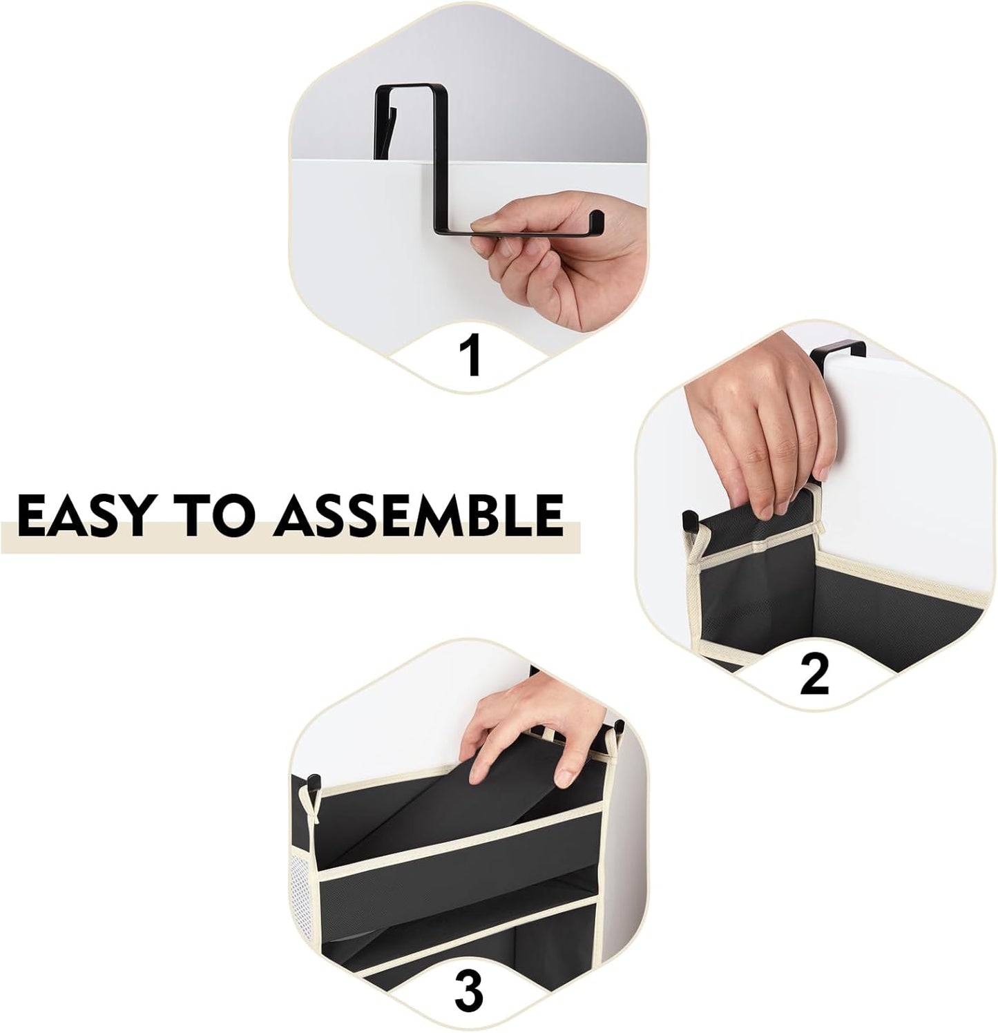 Over The Door Hanging Organizer 6-Shelves and 12 Side Pockets, Over The Door Storage Organizer, Back of Door Organizers for Baby Accessories and Children's Toys (13"x5"x54", Black)