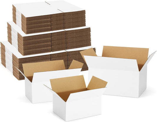 Assorted-Sizes-Shipping-Boxes-45-Pack: 8x6x4 & 9x6x4 & 10x7x5 Small-Shipping-Boxes-Mailers, White Corrugated-Cardboard-Boxes-for-Packing-Small-Business Mailing