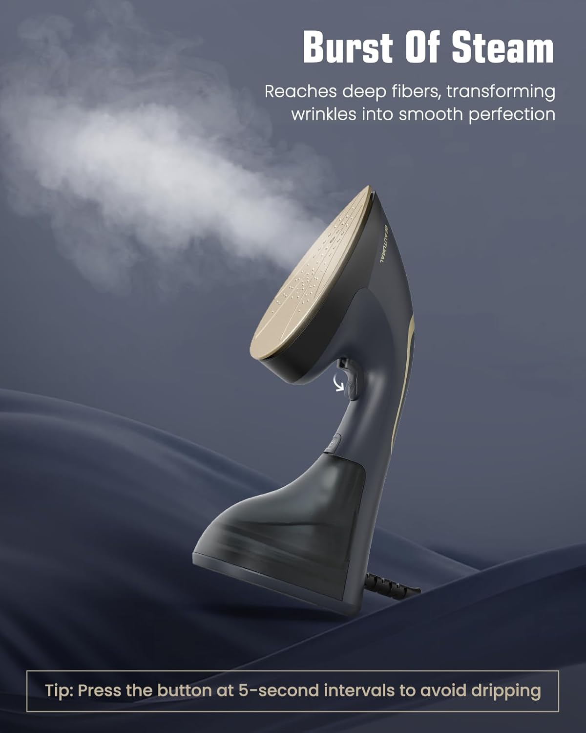 BEAUTURAL Steamer for Clothes, 2-in-1 Steam & Iron, 1200W Handheld Powerful Garment Fabric Wrinkle Remover with Burst Steam, Ceramic Heating Plate, 30-Second Fast Heat-up, Auto-Off (Only for 120V)