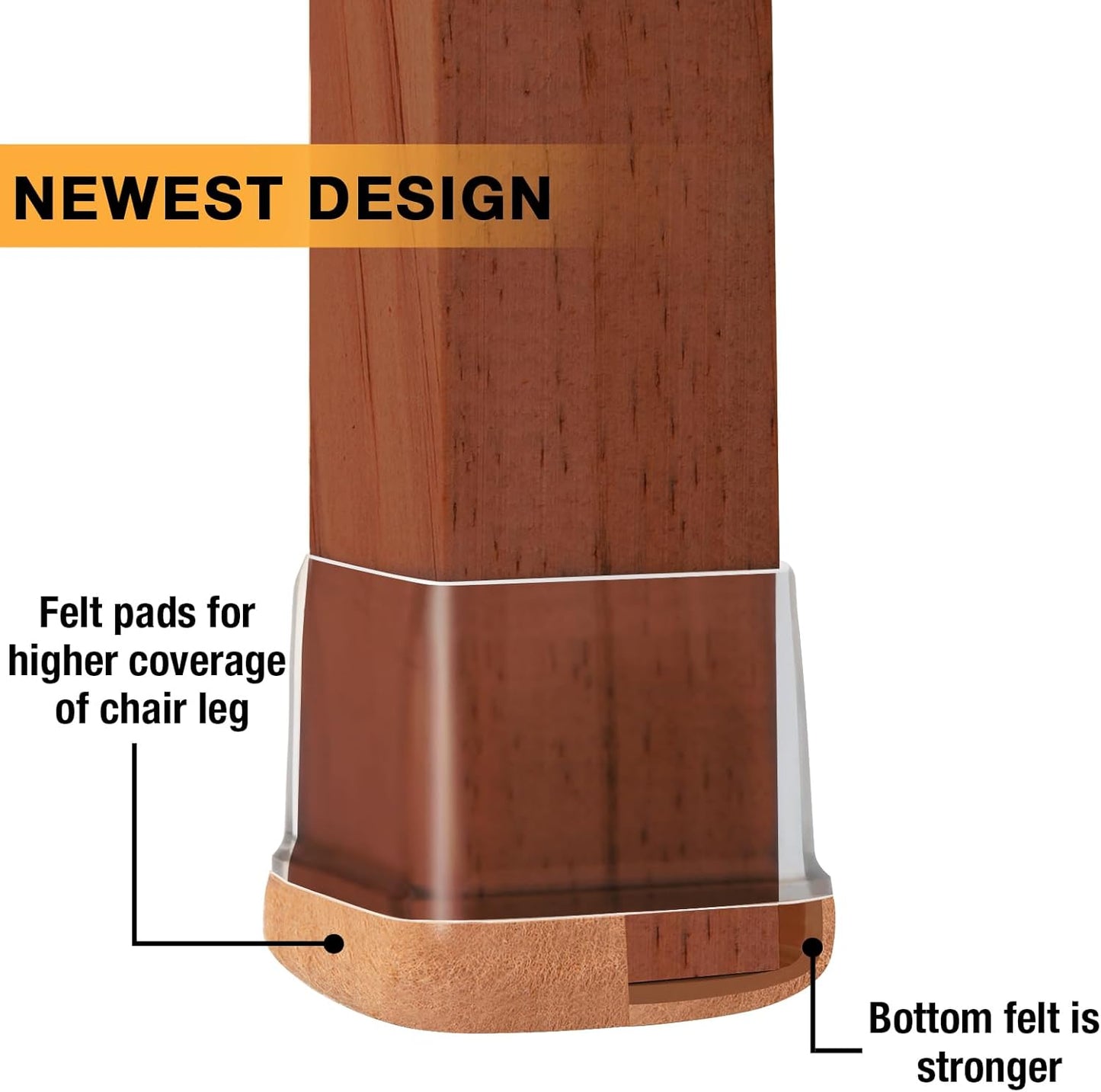 24 Pcs Rectangle Chair Leg Floor Protectors, Silicone Chair Leg Protectors for Hardwood Floors, High Elastic Chair Leg Cover for Chair Table Desk, Protect Wooden Floors from Scratching, Won't Tear