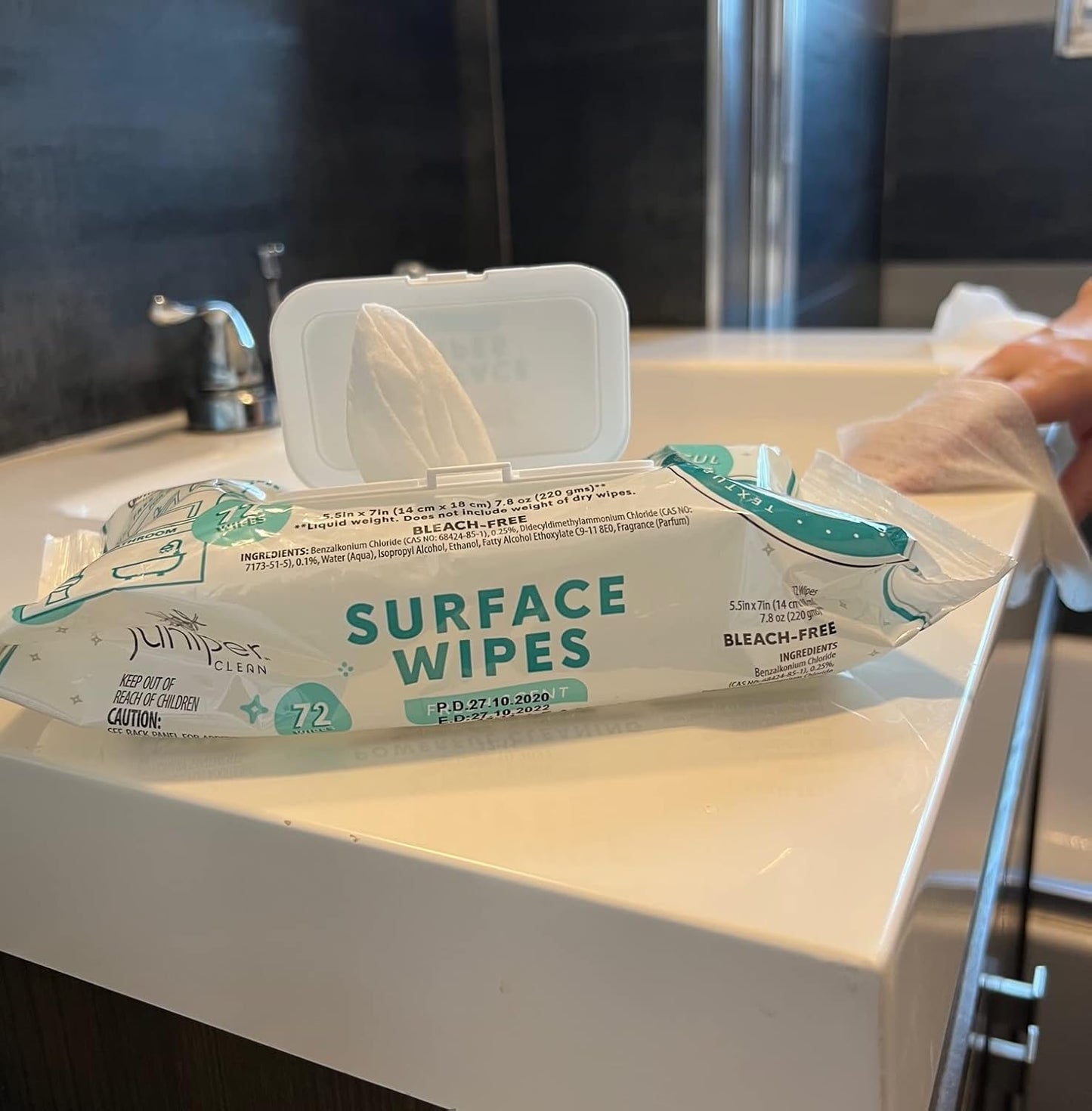 24 Pack Surface Cleaning Wipes Bleach Free, All-Purpose Cleaner for Bathroom, Kitchen, Office, 1728 Count Soft Flow, Fresh Scent, Bleach Free, Lint Free, Durable