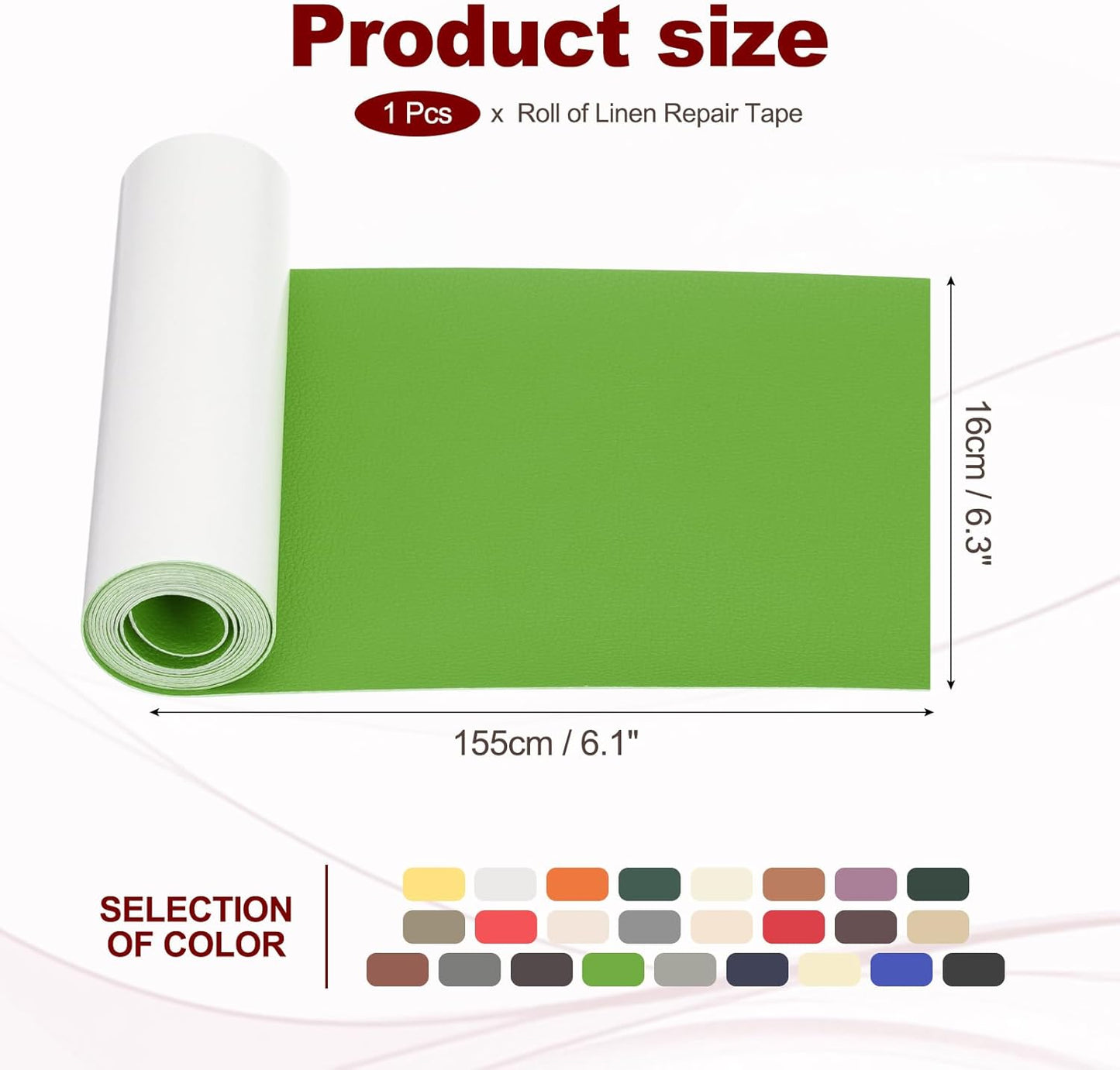 PATIKIL Leather Patches Tape for Furniture, 6.3 x 61 Inch Self Adhesive Vinyl Leather Repair Kit Cover Sheet for Couch, Sofa, Car Seats, Office Chair, Grass Green