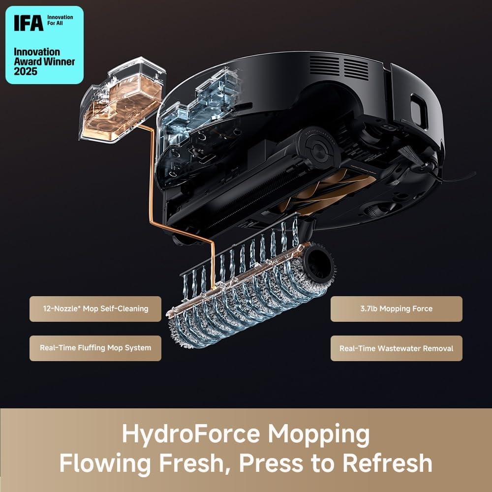 MOVA Z60 Ultra Roller Complete Robot Vacuum and Mop, 28,000Pa Suction, Roller Real-Time Flutting Self-Washing, Auto Carpet Shield, Extendable for Edge Cleaning, Anti-tangle DuoBrush, Care-Free Station