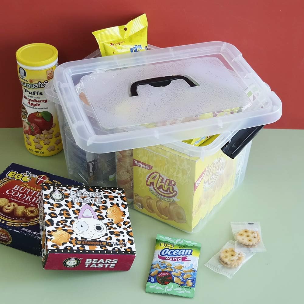 10 L Clear Plastic Latching Box, Plastic Storage Bin with Lids, 4-Pack