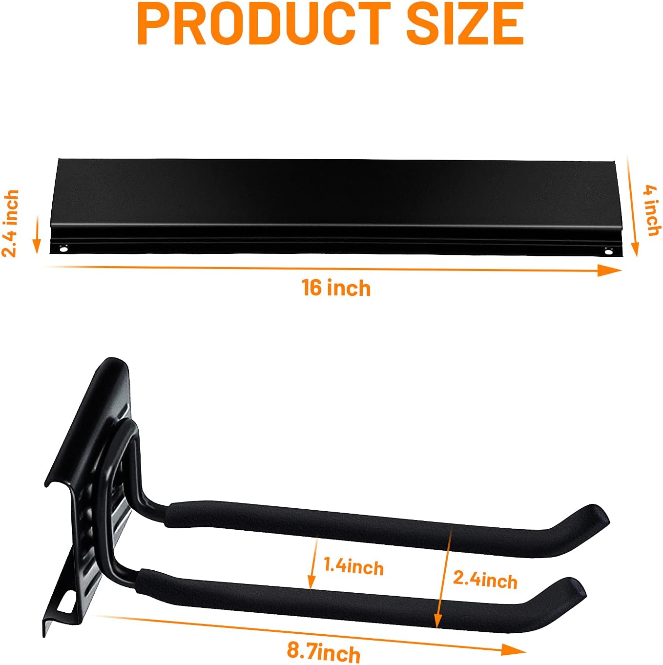 Wallmaster Garage Storage Organization Wall Mount, Garden Tool Rack Organizer Heavy Duty Folding Chair Hangers with 6 Adjustable Hooks 48inch Tracks Max Load 450lb