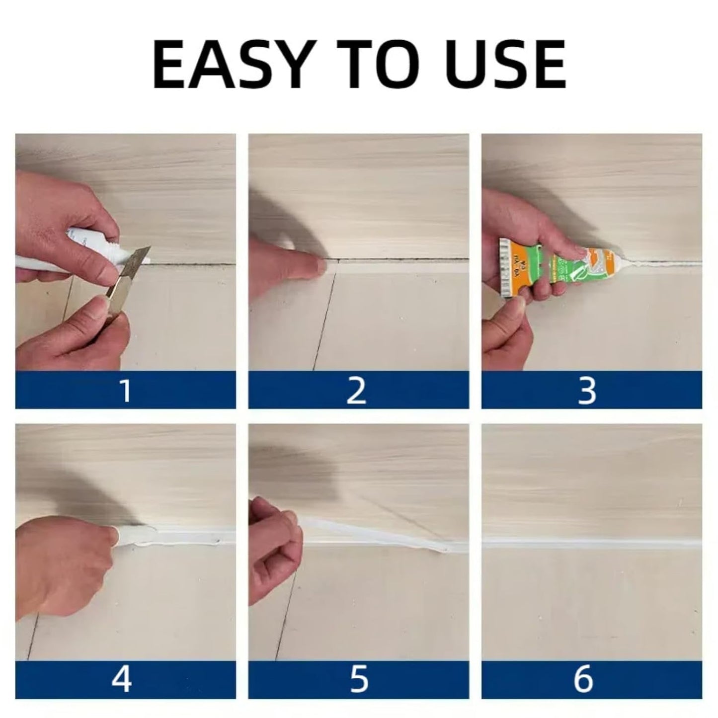 Waterproof White Grout Repair Kit, Grout Pen for Shower Tile, Grout Filler Repair, Squeeze Tube White Caulk, Waterproof & Moisture-Resistant, for Kitchen Bathroom (1)