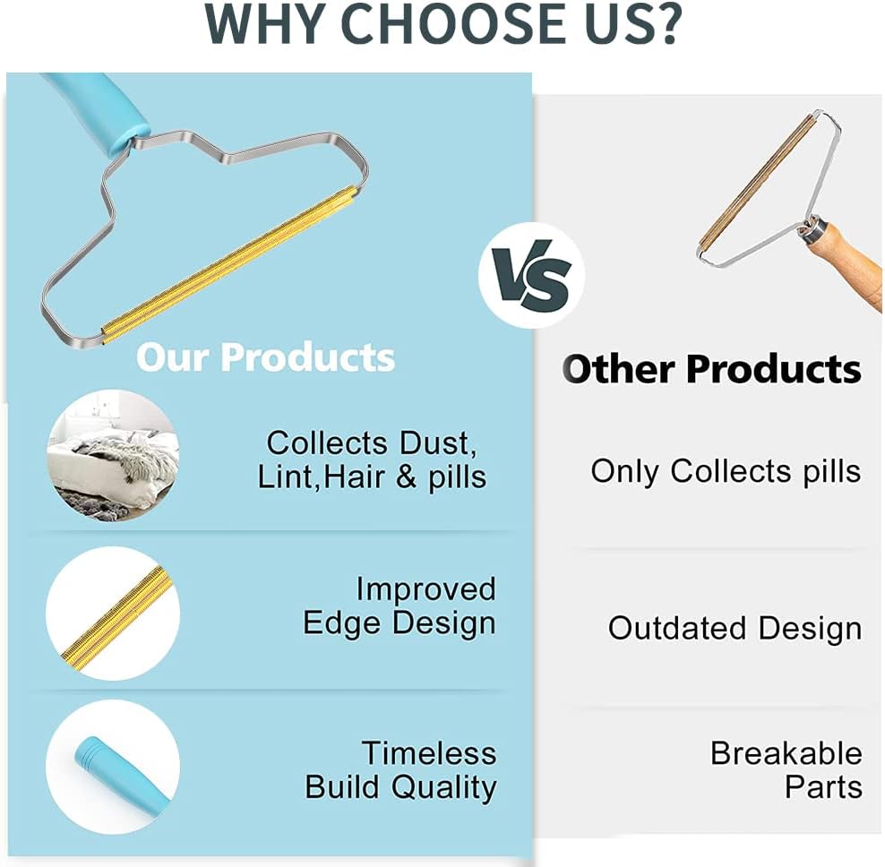 Pet Hair Removal Tool,Cleaner Pro Pet Hair Remover,Fabric Shaver by BSIWWO,Pet Hair Remover for Couch,Lint Shaver,Carpet Rake,Dog Hair Remover and Cat Hair Remover(2pack-Blue)